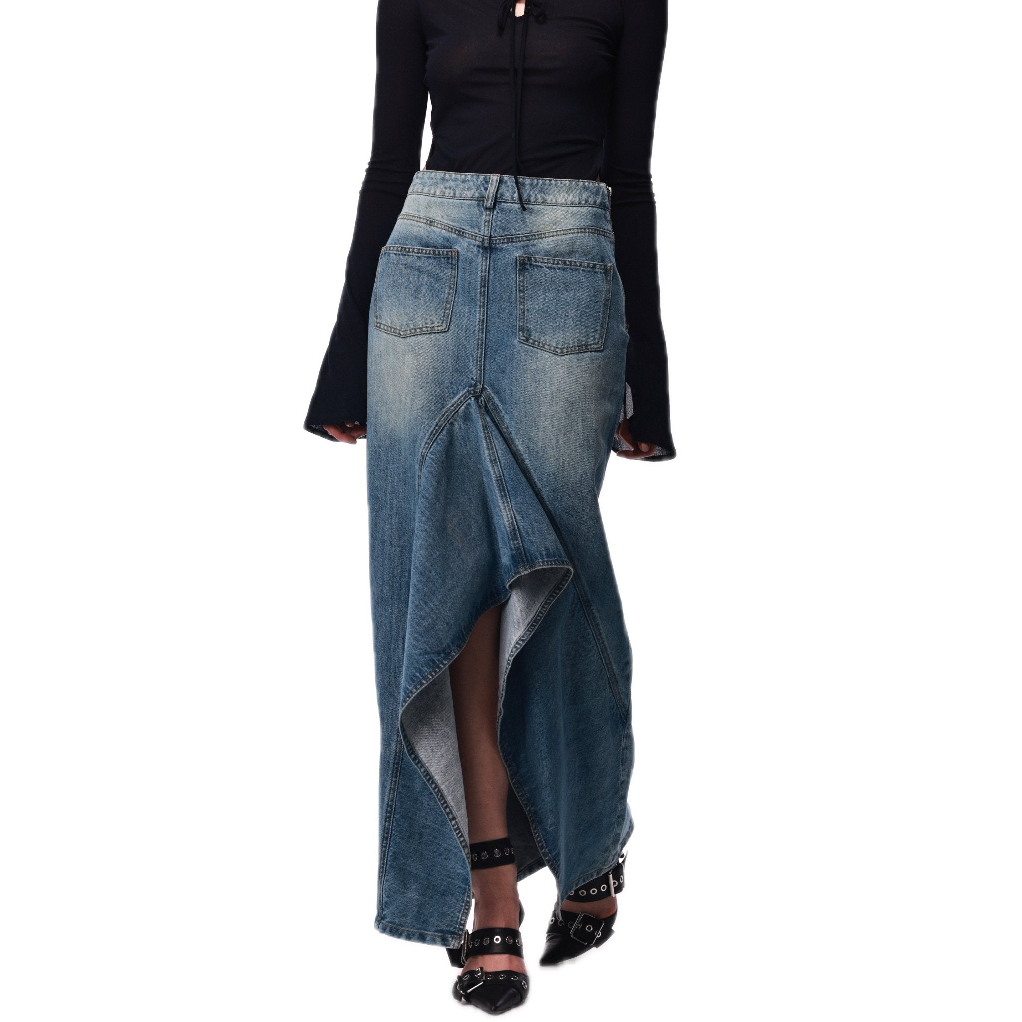 Asymmetric Denim MAXI Skirt MADAX - Main Image