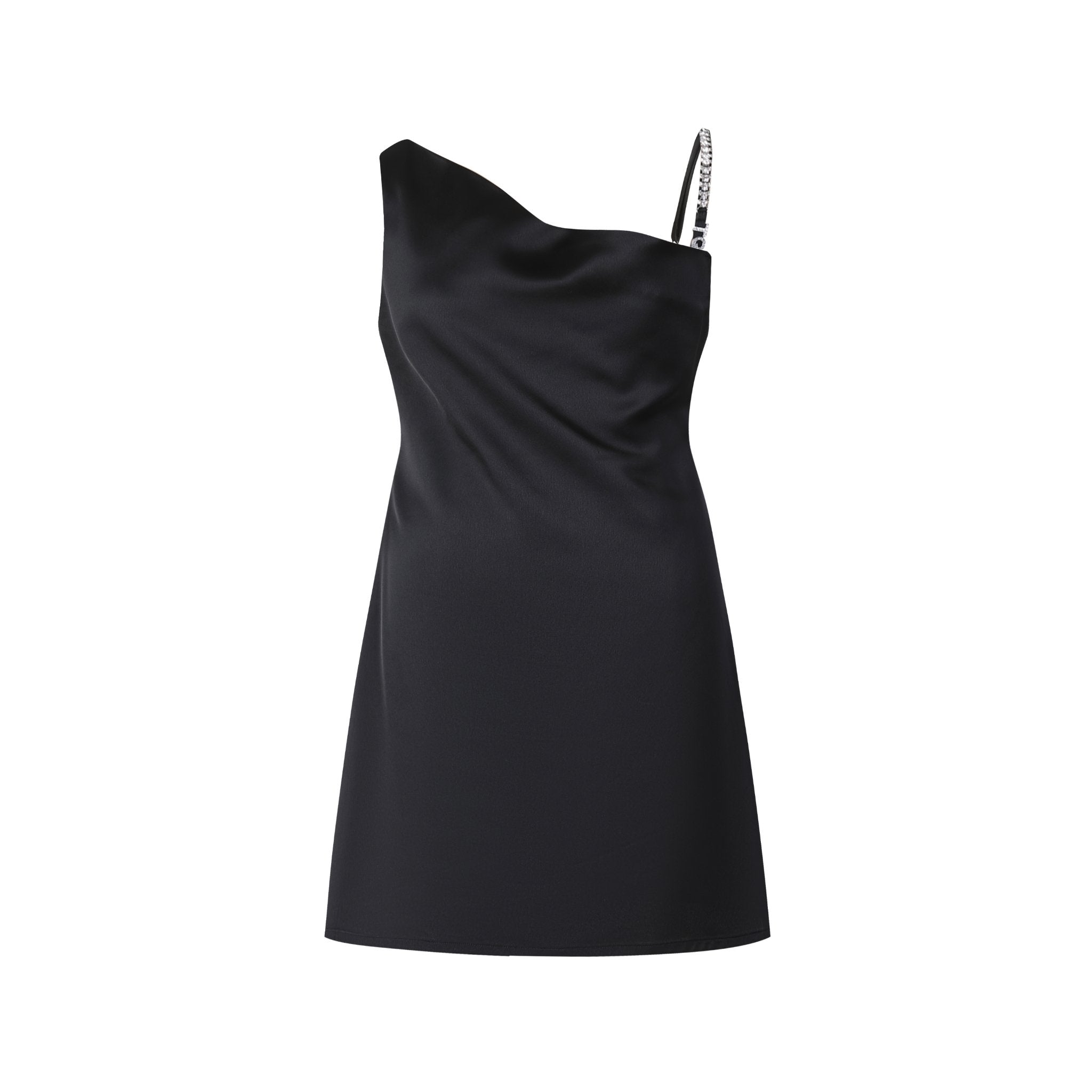 THREE QUARTERS Black Halter Diamond Chain Satin Dress THREE QUARTERS Black Halter Diamond Chain Satin Dress
