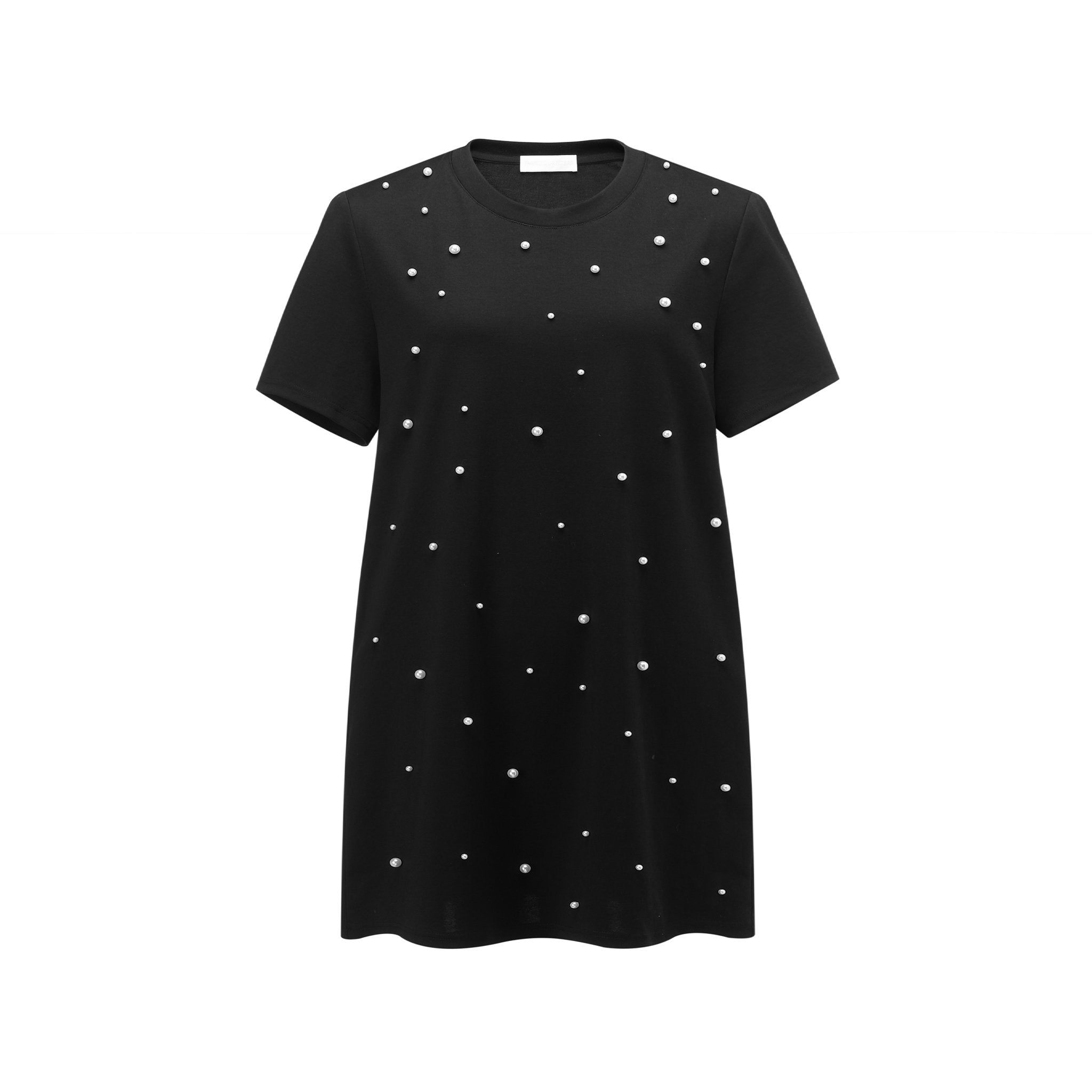 THREE QUARTERS Black Heavy Beaded Short Sleeve Dress THREE QUARTERS Black Heavy Beaded Short Sleeve Dress