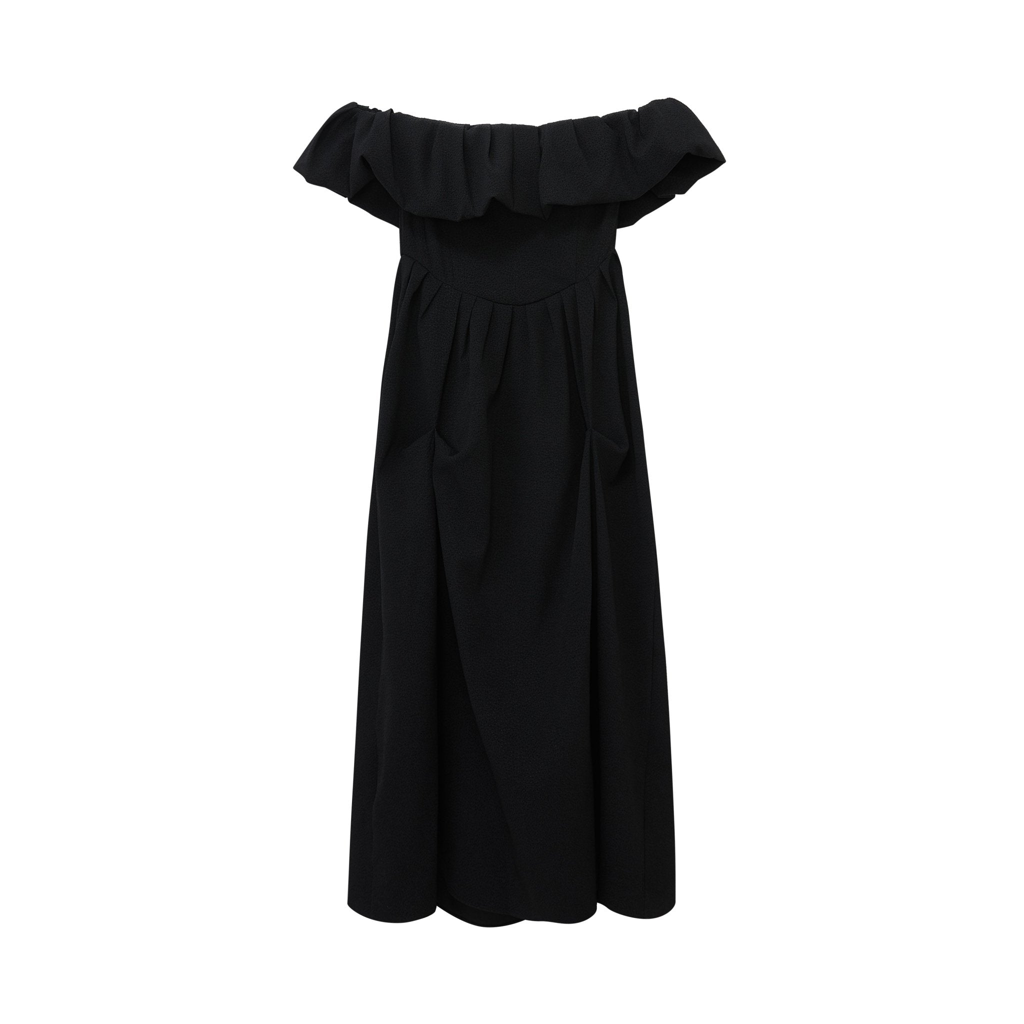 Maca Kaka Black Ruffled Pleated Dress