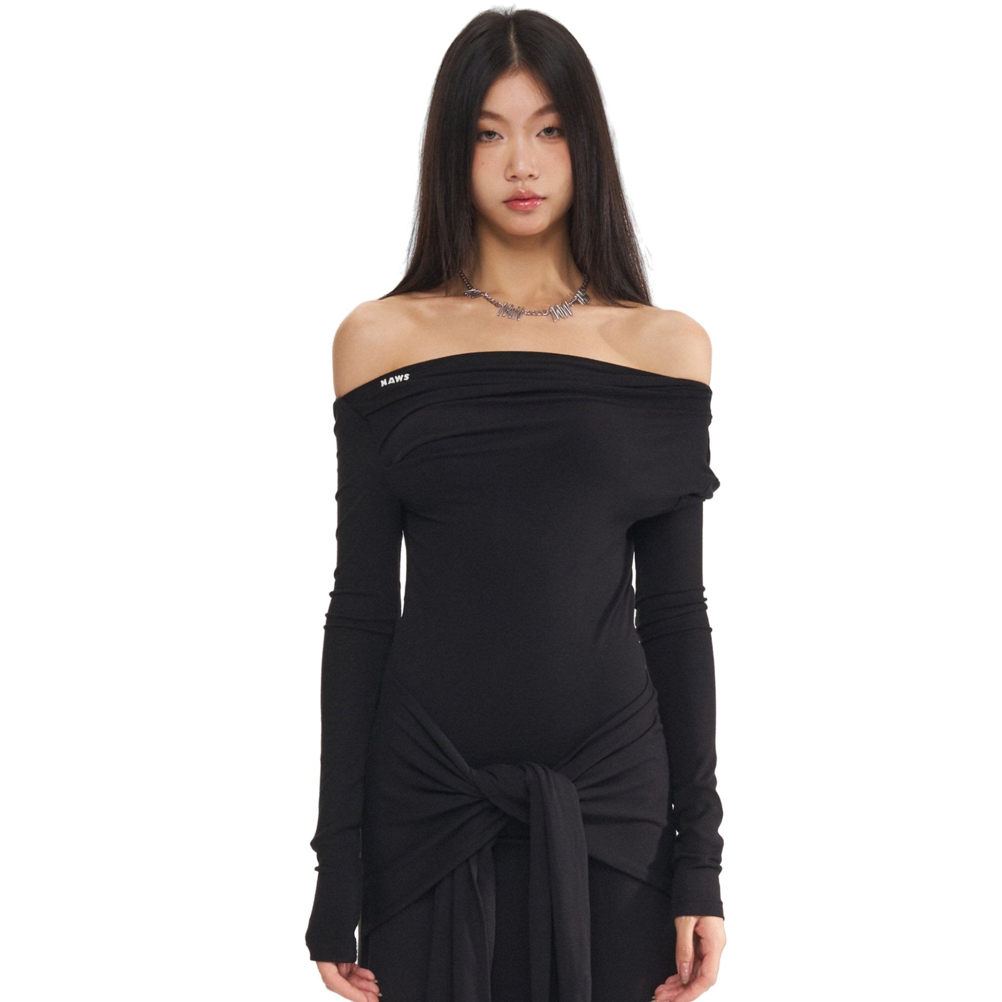 venus long sleeve black dress NAWS Black Venus Dress