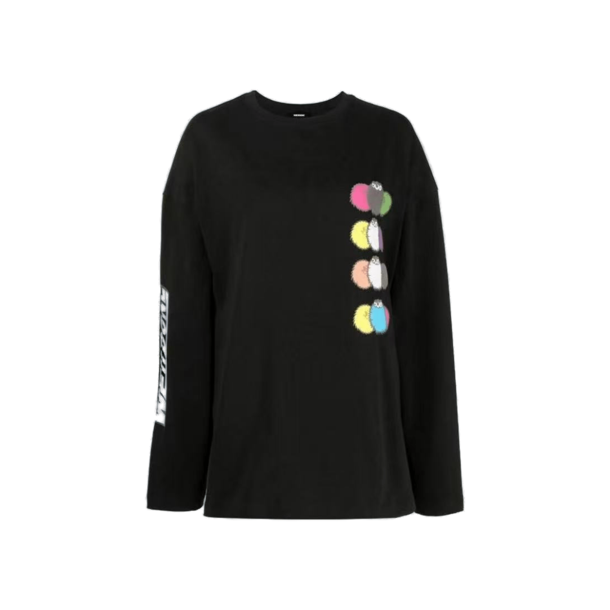 BLACK WE11DONE DUST DOUBLE LOGO LONG T-SHIRT | MADAX