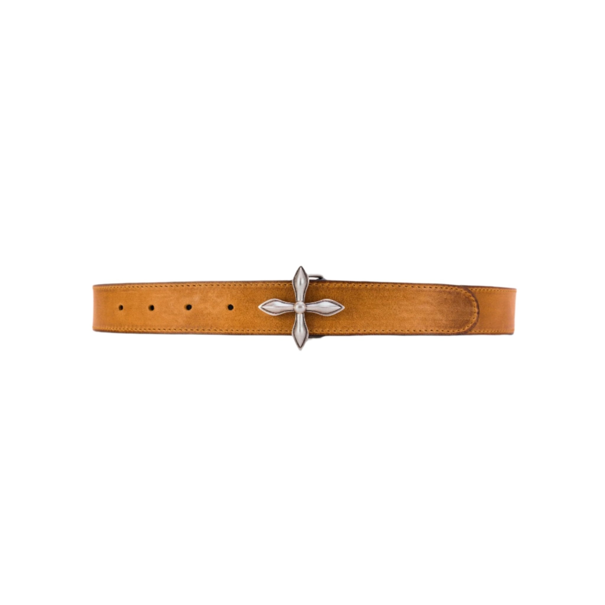 Compass Totem Handcraft Patina Leather Belt In Caramel | MADAX display picture 1