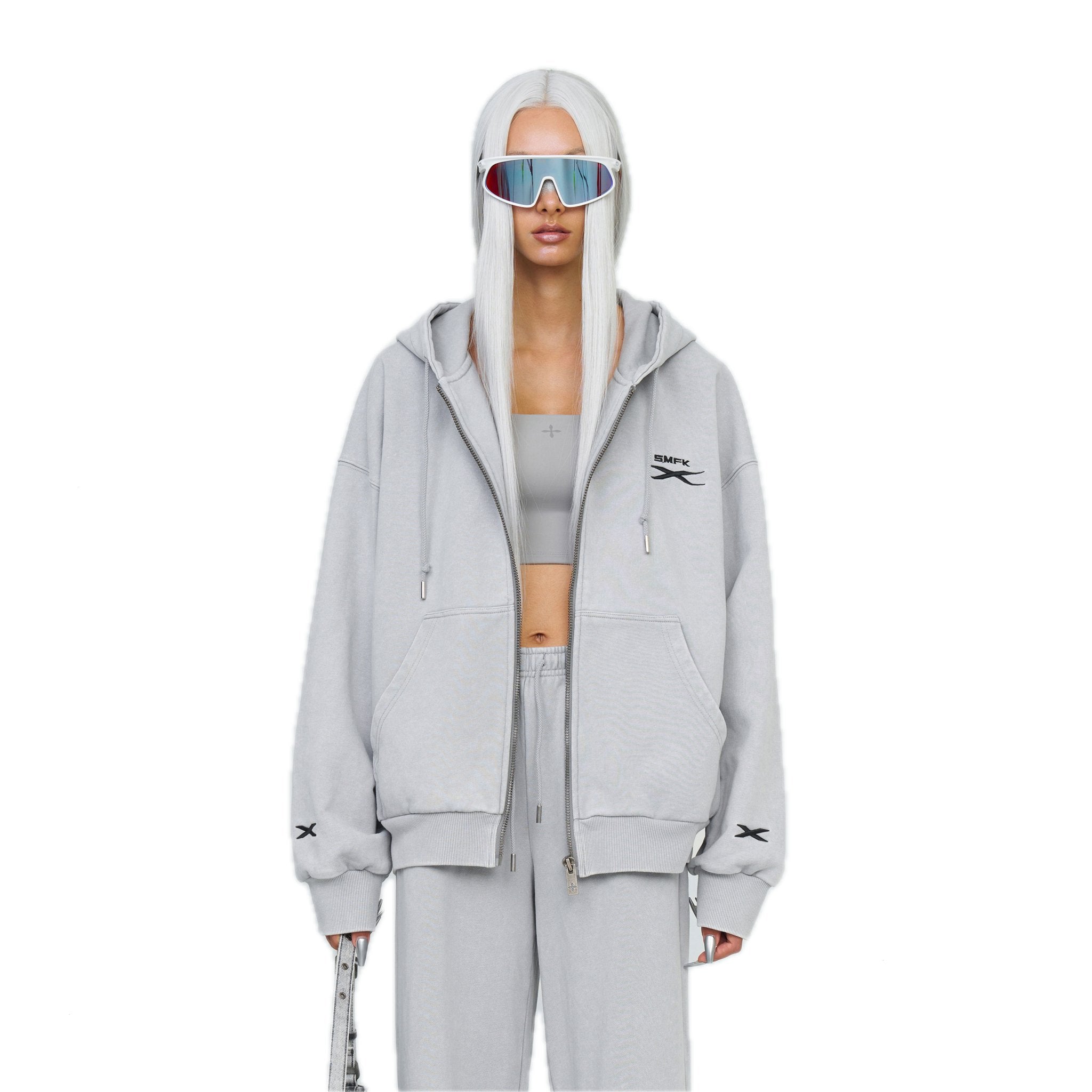Future Genes Loose Hoodie Jacket Gray | MADAX