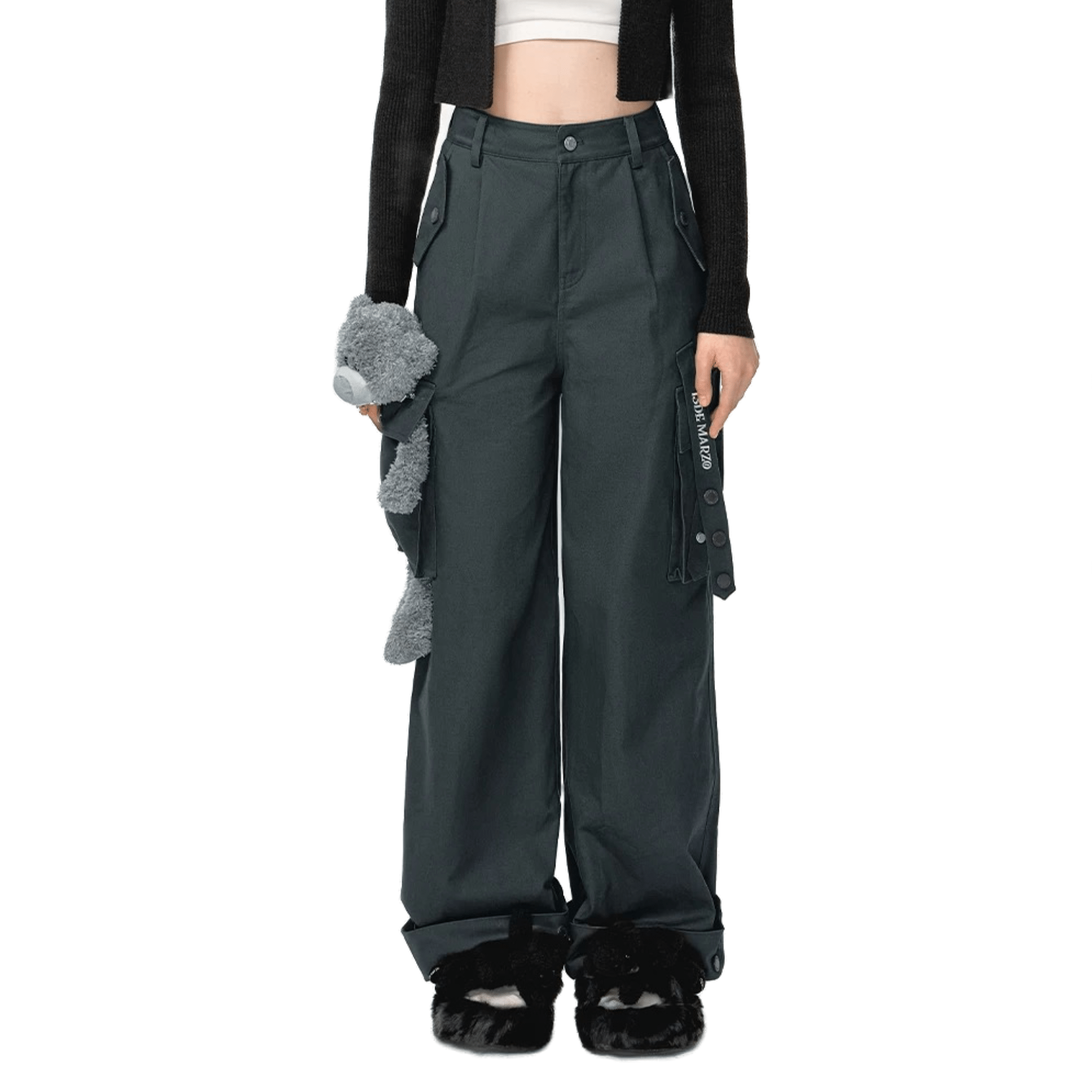 ジャイアントドールオーバーオール ワイドレッグパンツ ダークグレー