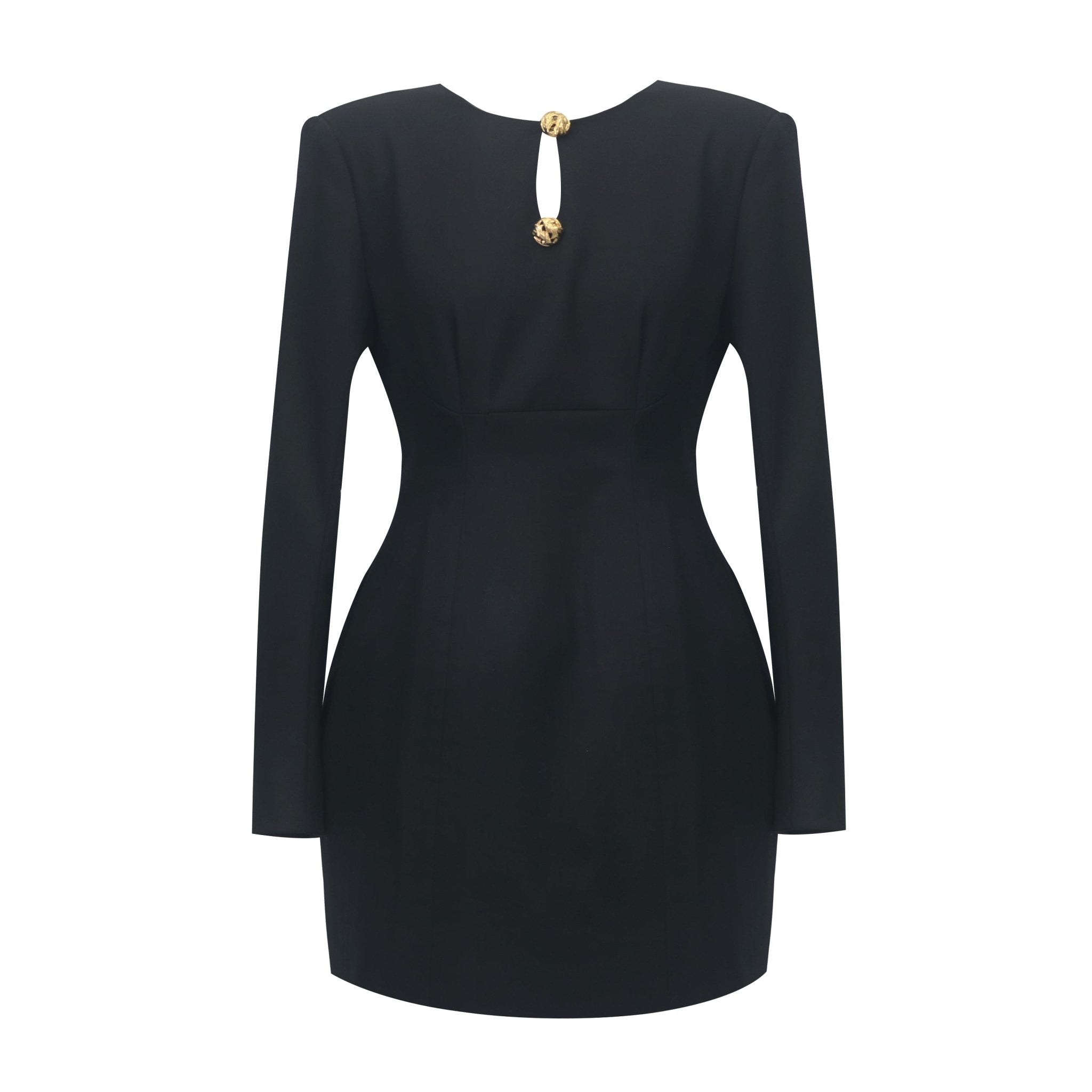 ARTE PURA Open Back Collar Two Piece Wool Suit Dress In Black