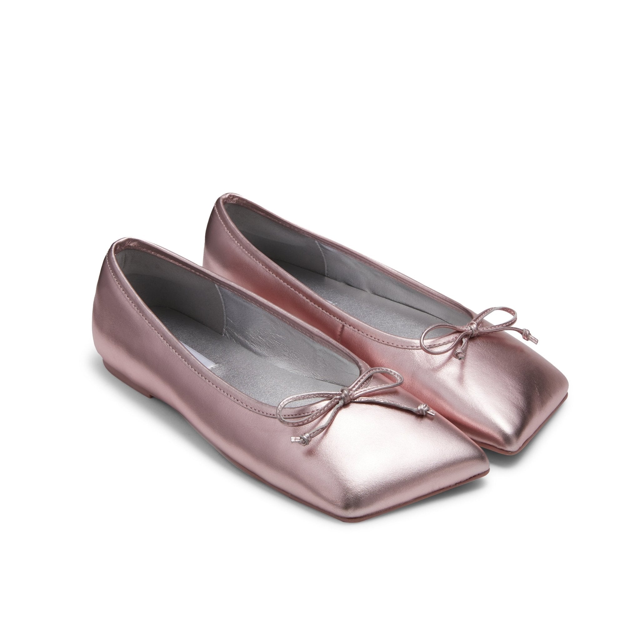 Lost in Echo Pink Square Toe Bow Ballet Shoes Lost in Echo Pink Square Toe Bow Ballet Shoes