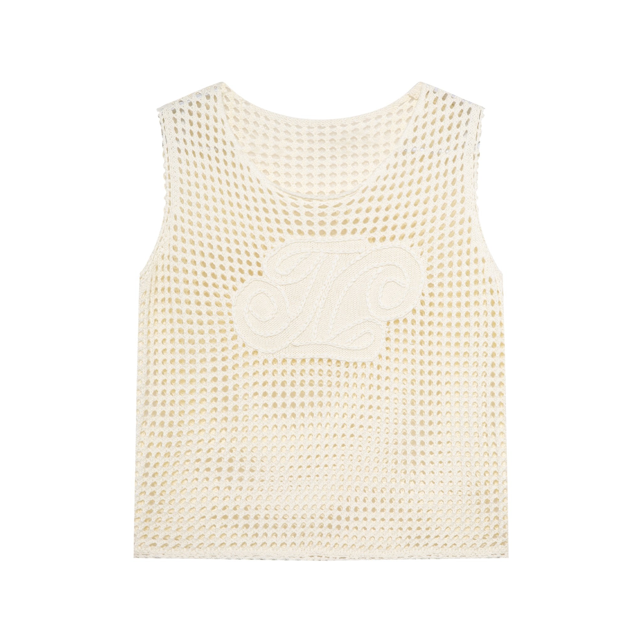 厚手のカットアウトとかぎ針編みのノースリーブニットタンクトップ | MADAX