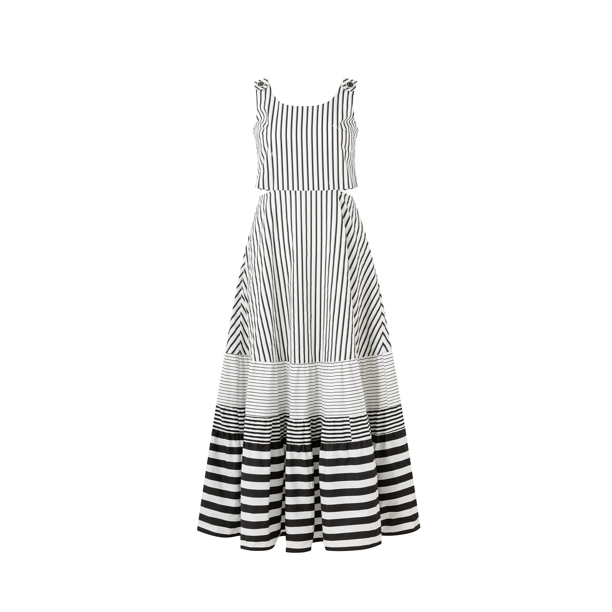 knee length dresses for ladies Striped Patchwork Sleeveless Dress