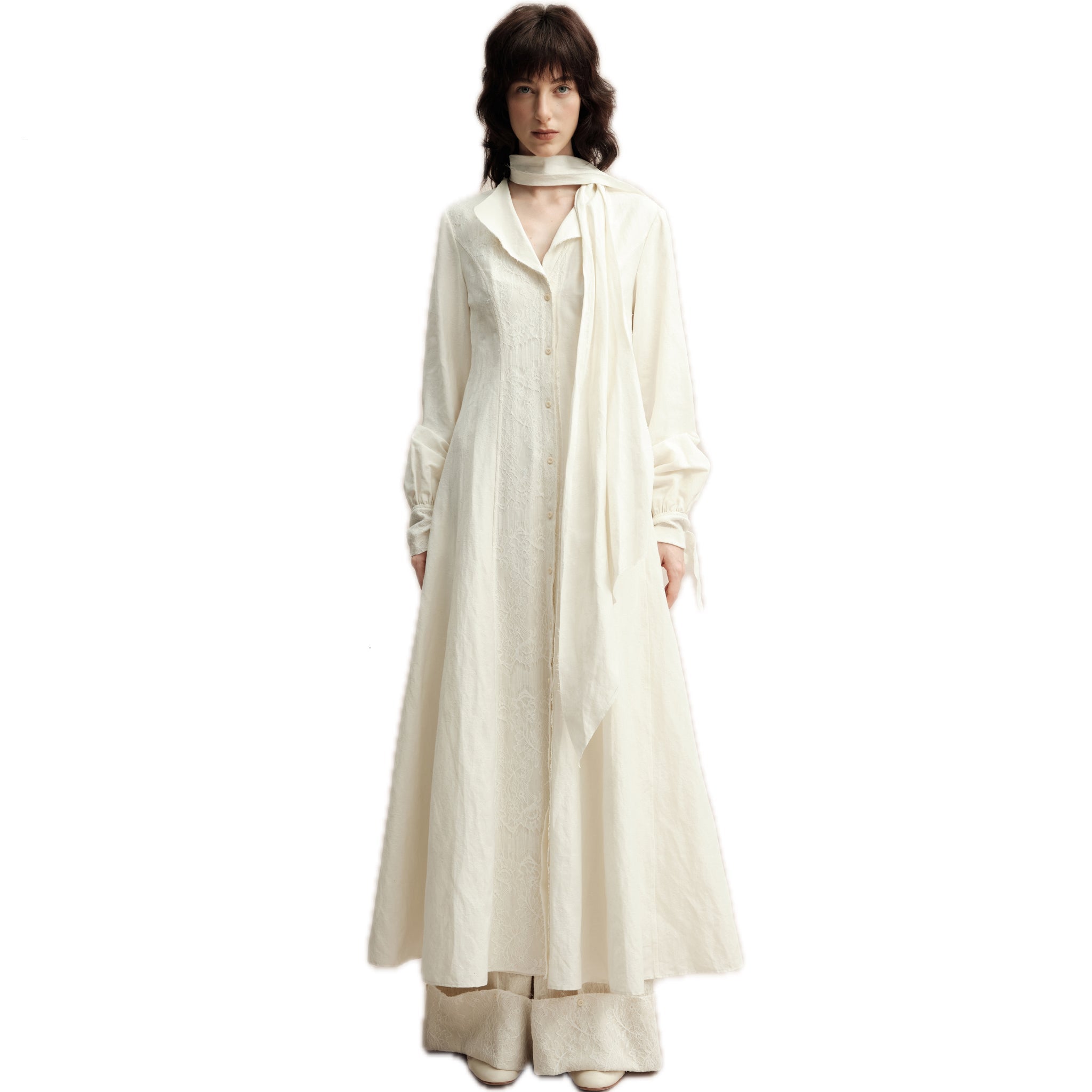 White Tie-front Shirt Dress | MADAX