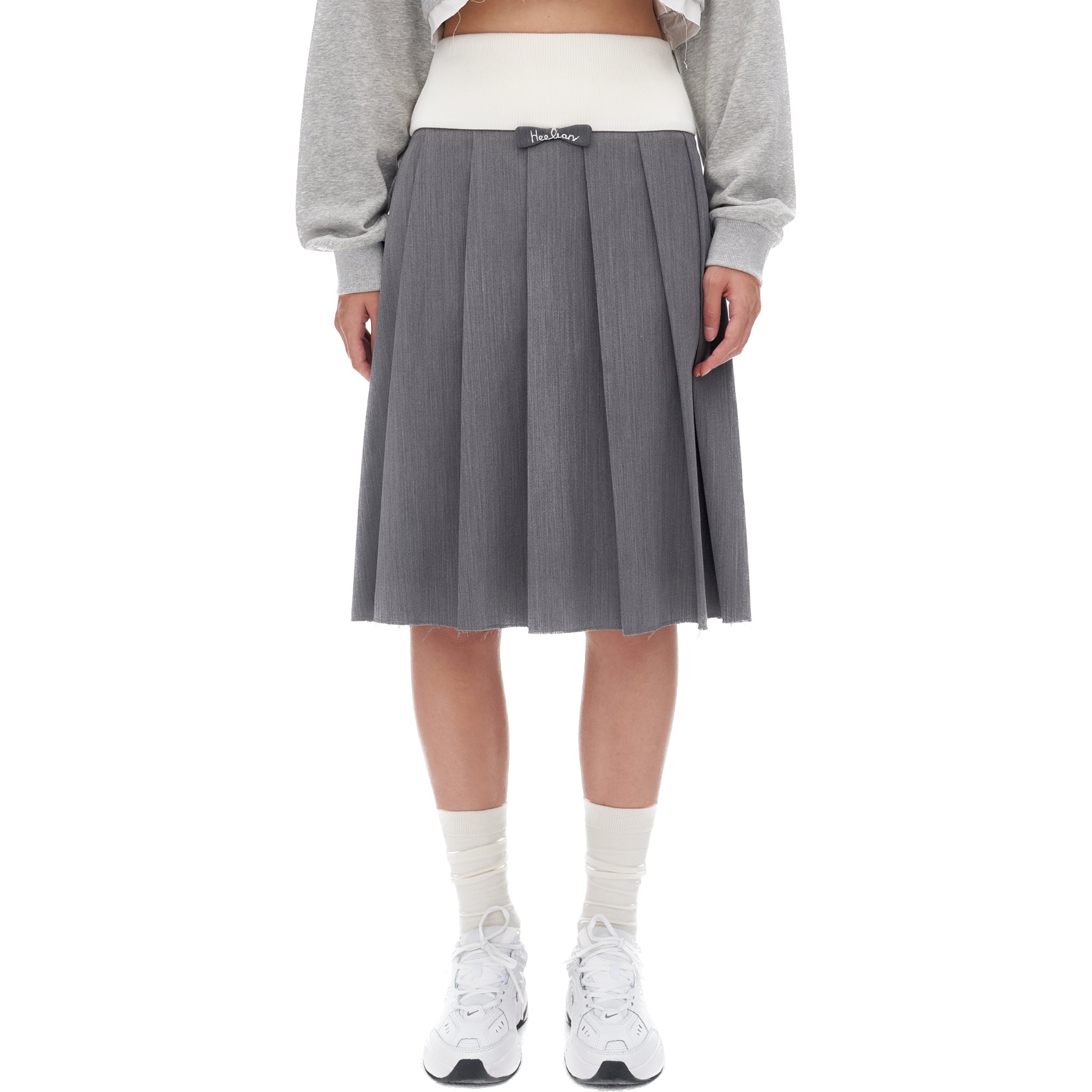 Mid-length Pleated Skirt in Grey | MADAX