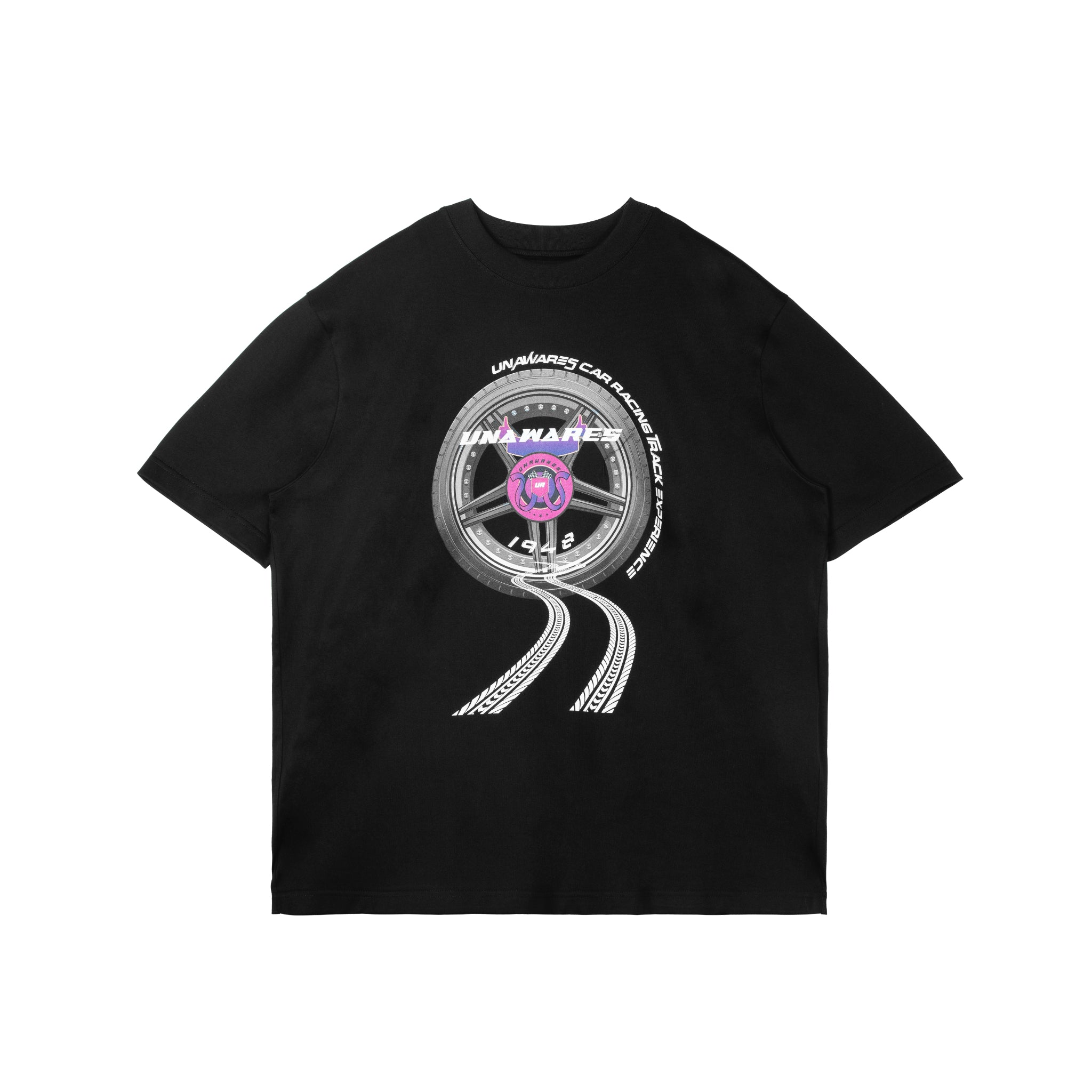 Racing Element with White ink straight printed Loose Fit T-shirt 