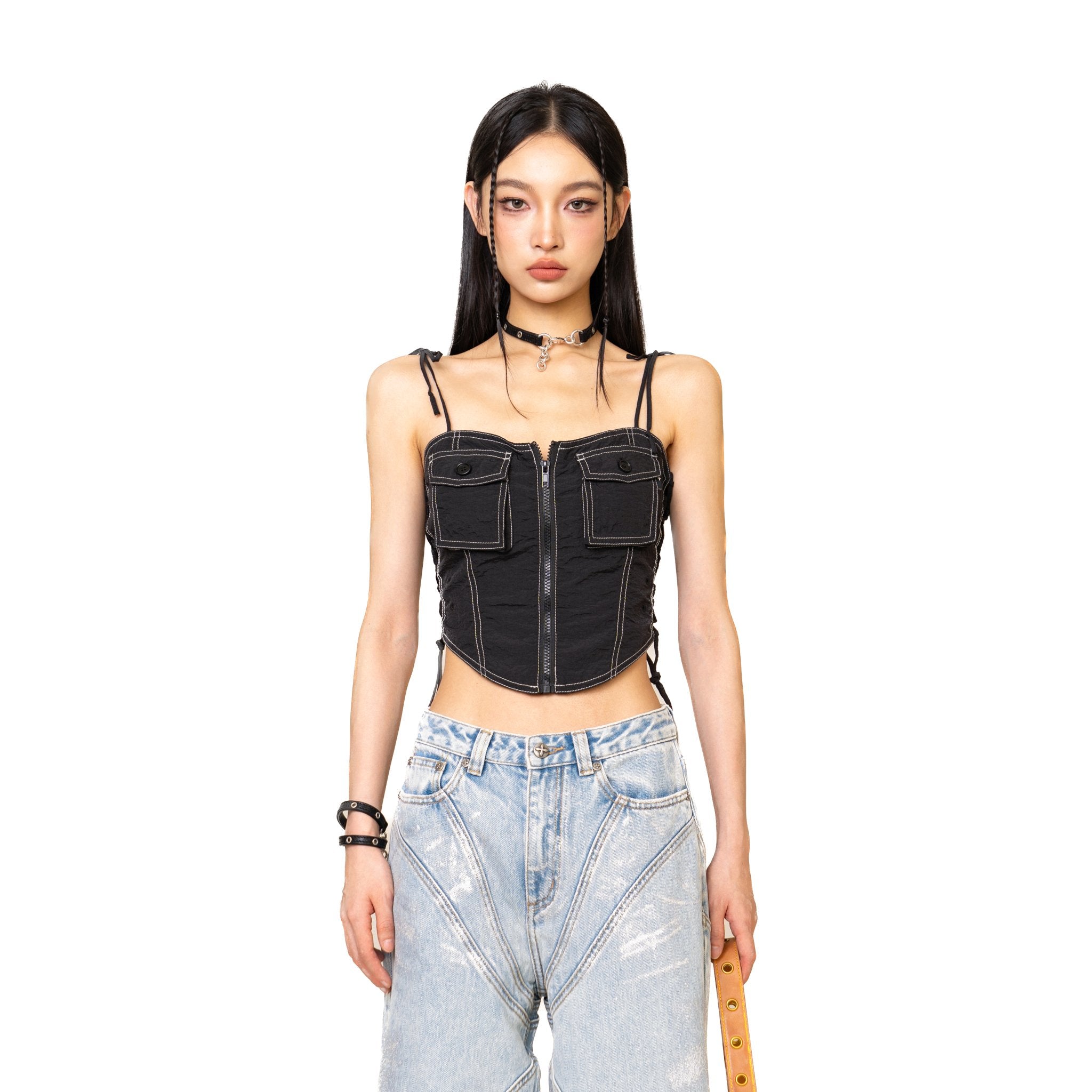 WildWorld Black Stray Paratrooper Corset Tube Top | MADAX