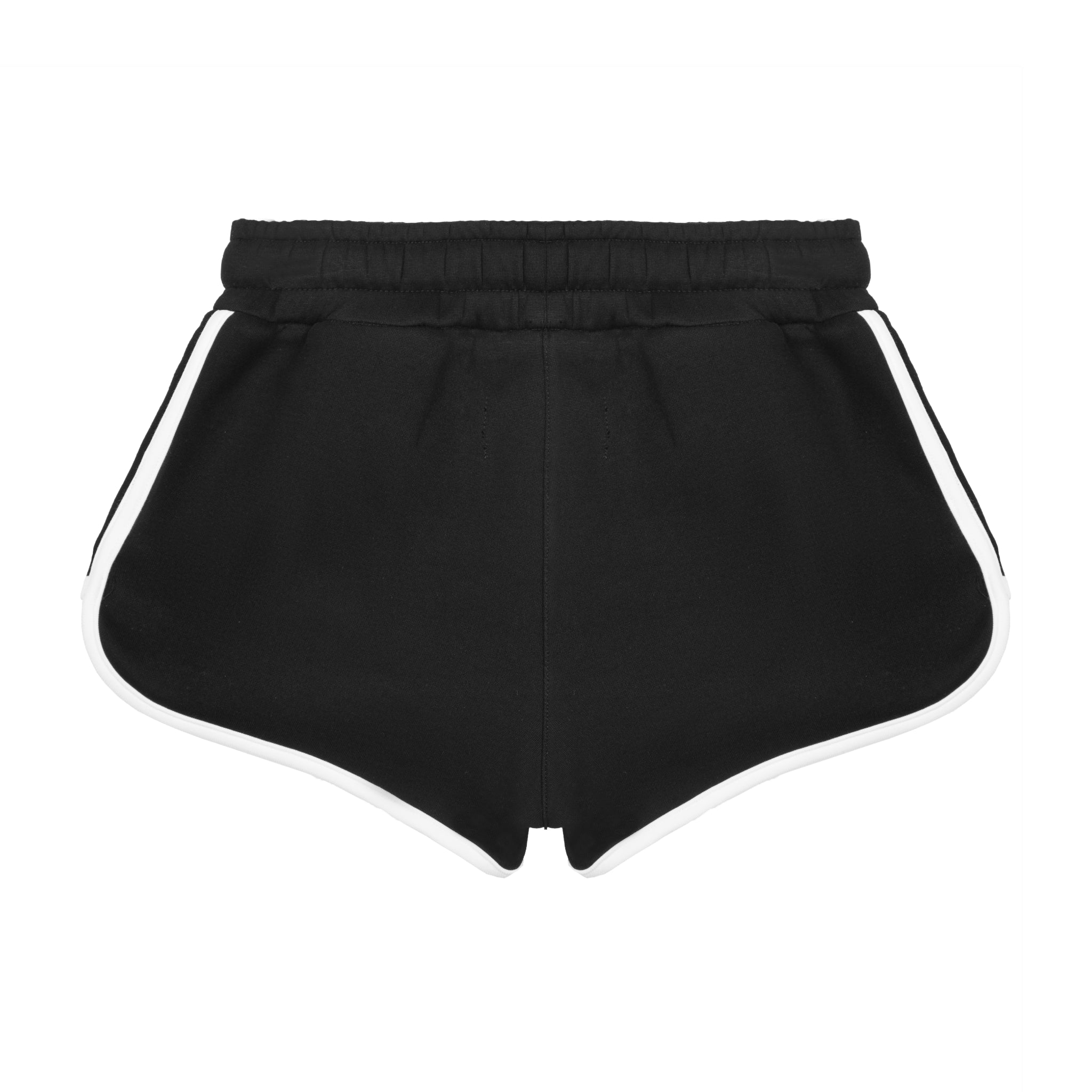 Black Customized Brand Logo Contrast Trim Shorts