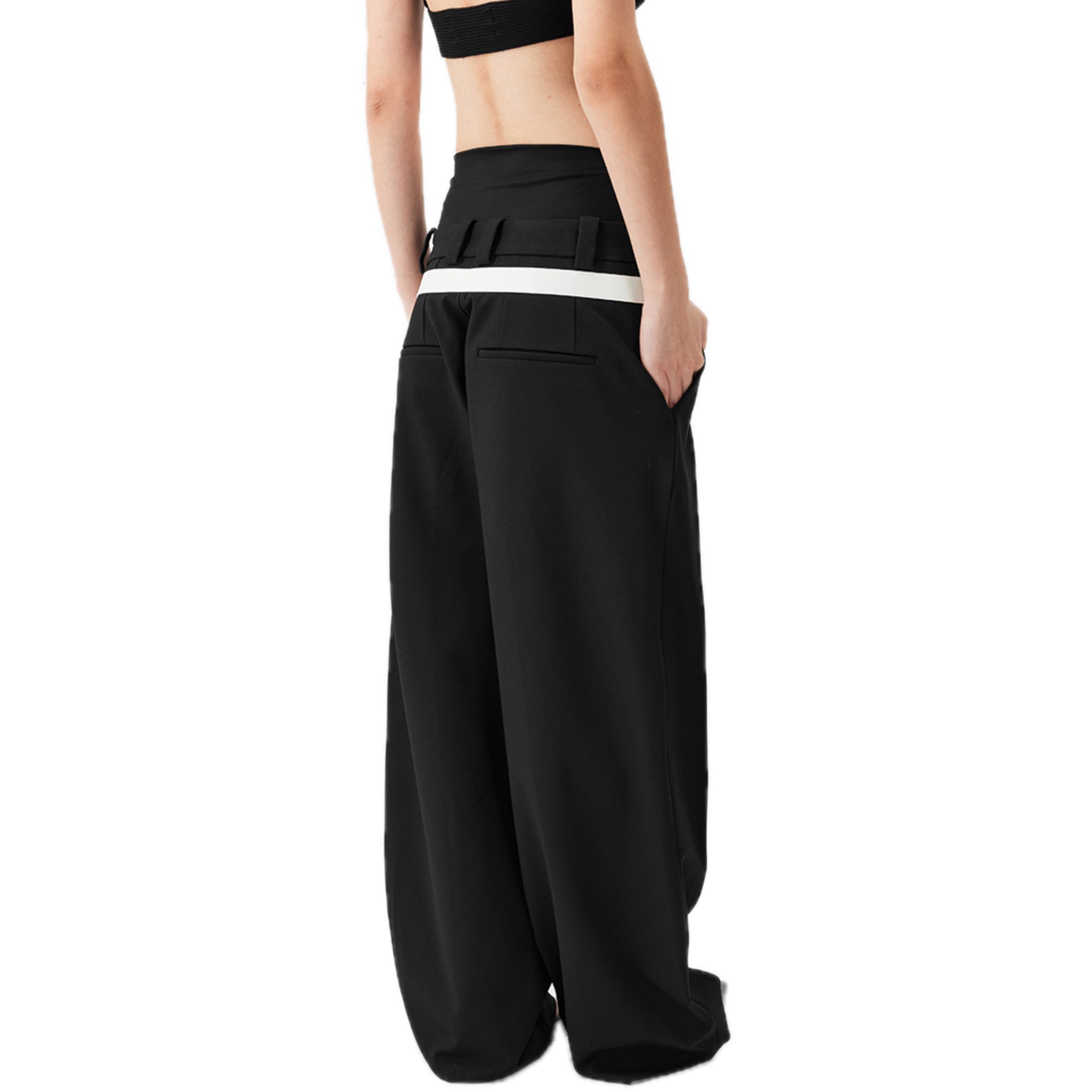 Double Silhouette Pinched Leg Trousers In Black