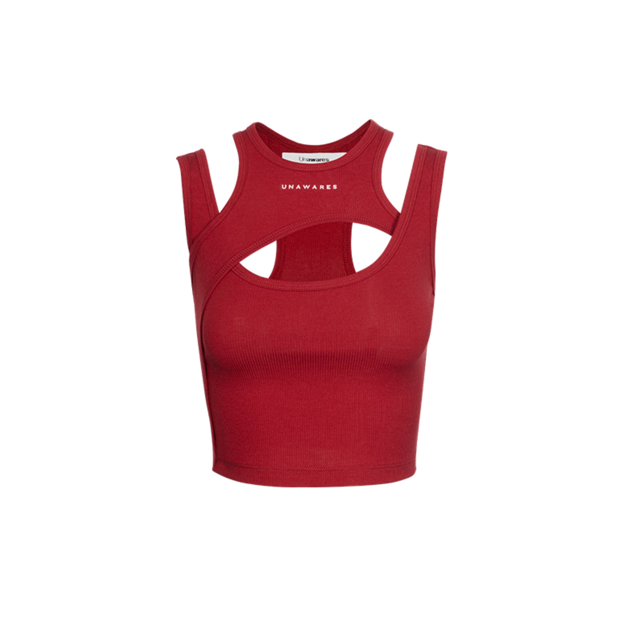 Misaligned Knit Vest In Red