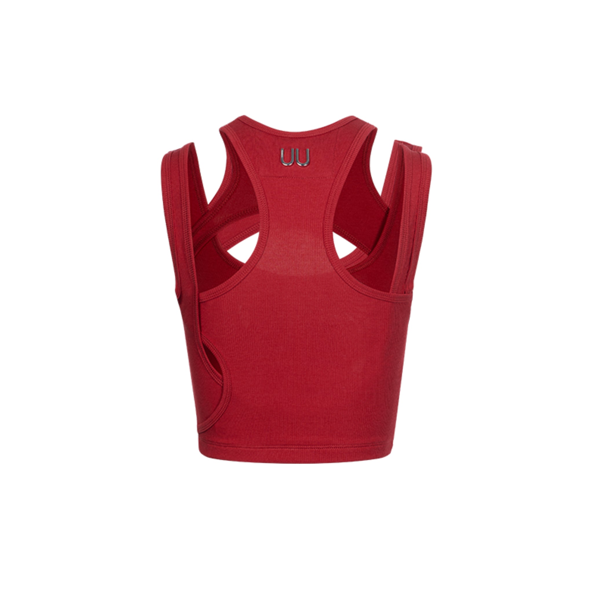 Misaligned Knit Vest In Red