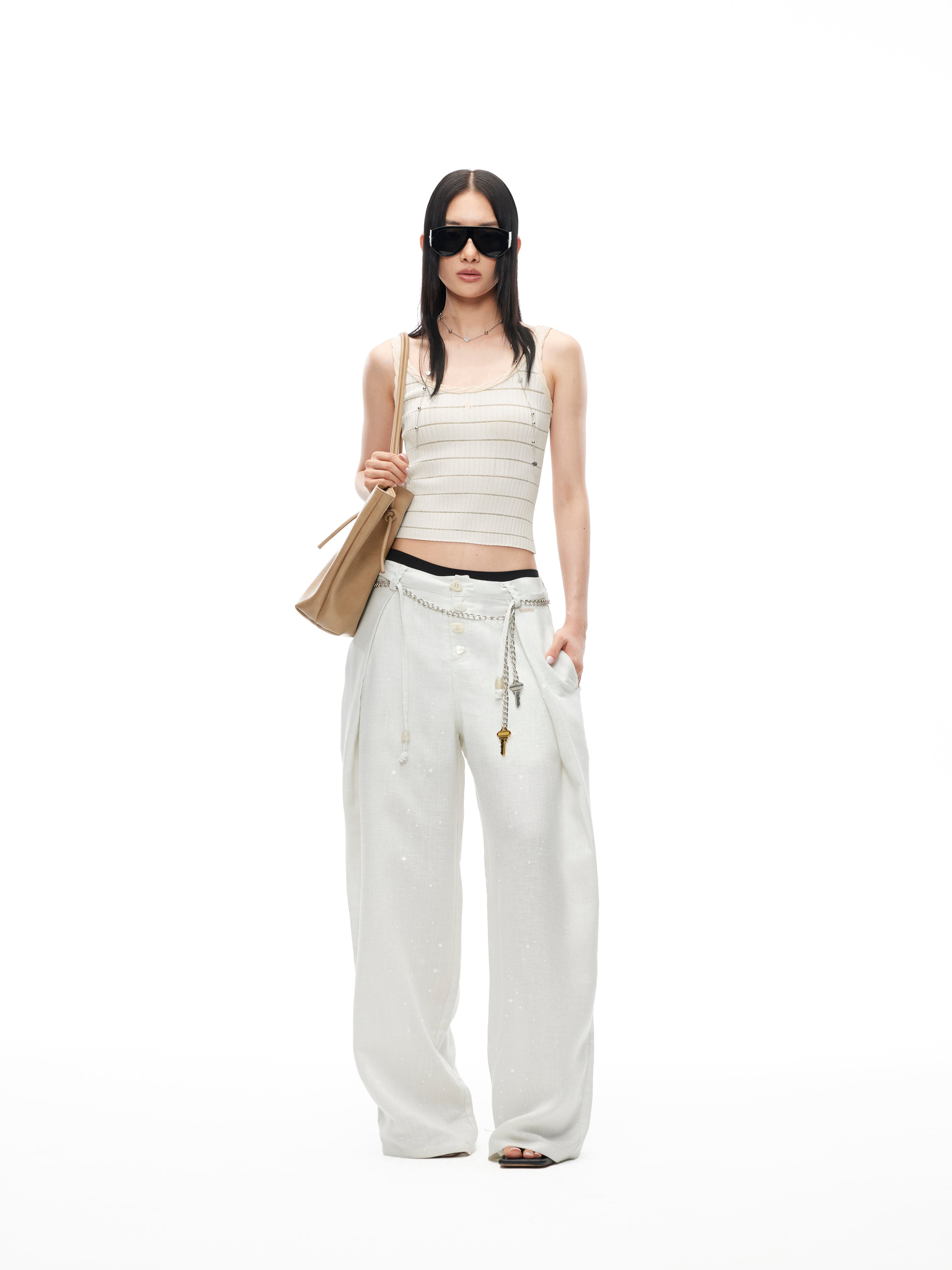 Sheer Ghost Knit Vest in White