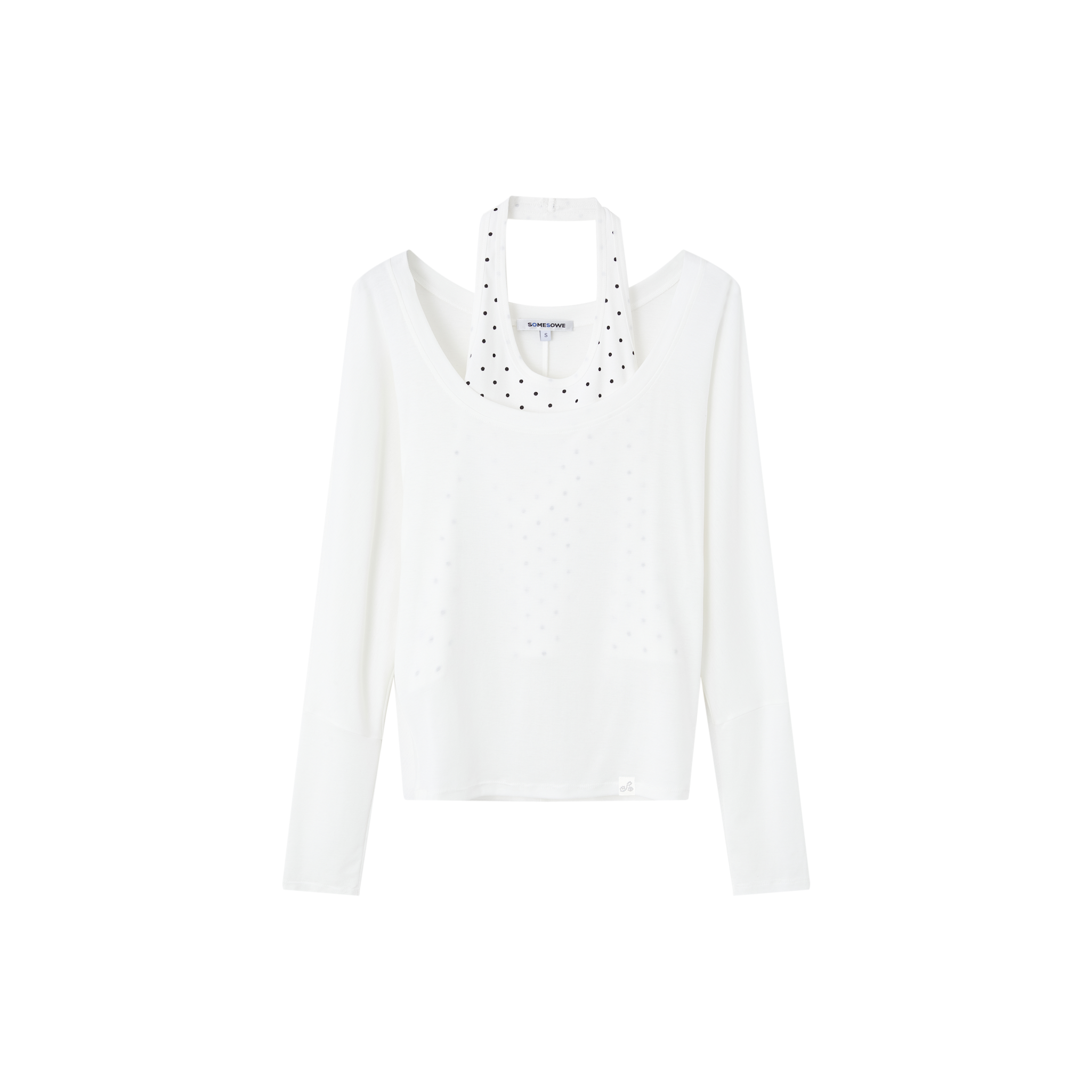 Sheer Polka Dot Layered Two-piece T-shirt set in White