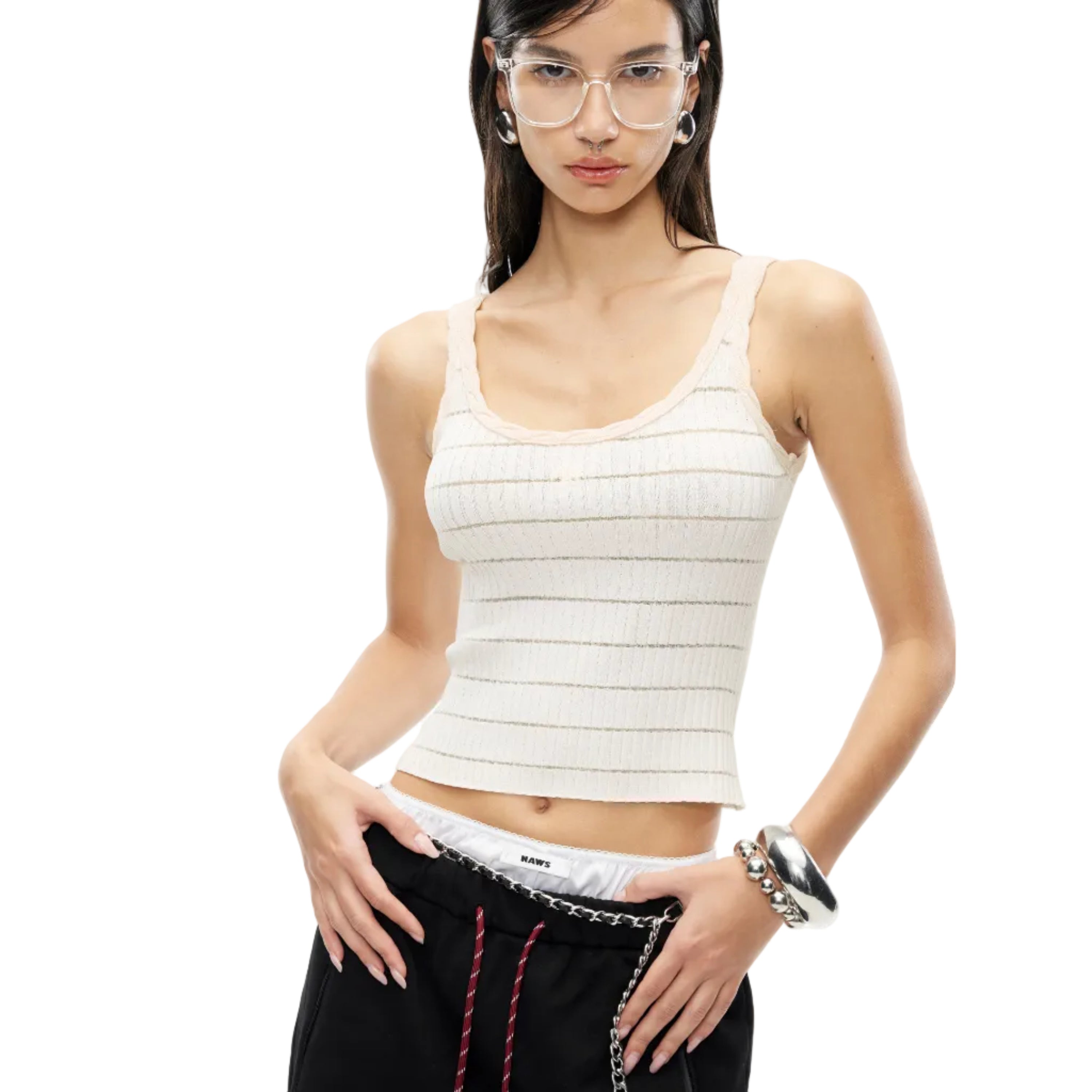 Sheer Ghost Knit Vest in White