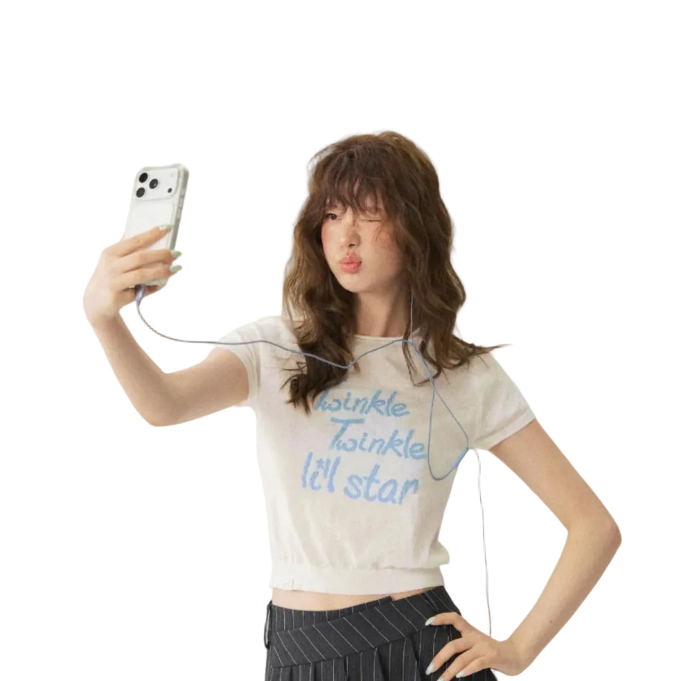 White Short-Sleeved T-Shirt with Little Stars