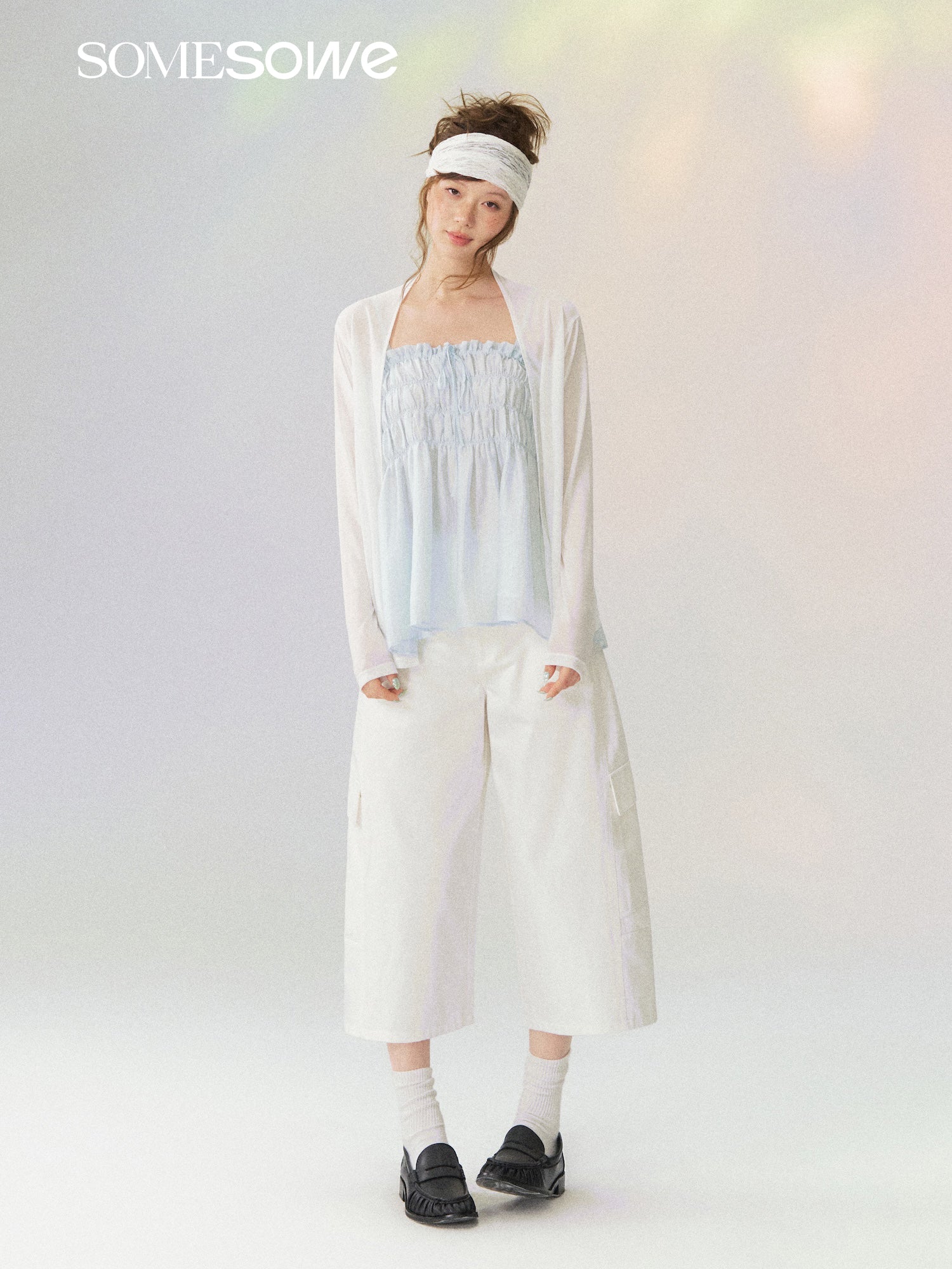 Cooling Buttonless White Cardigan