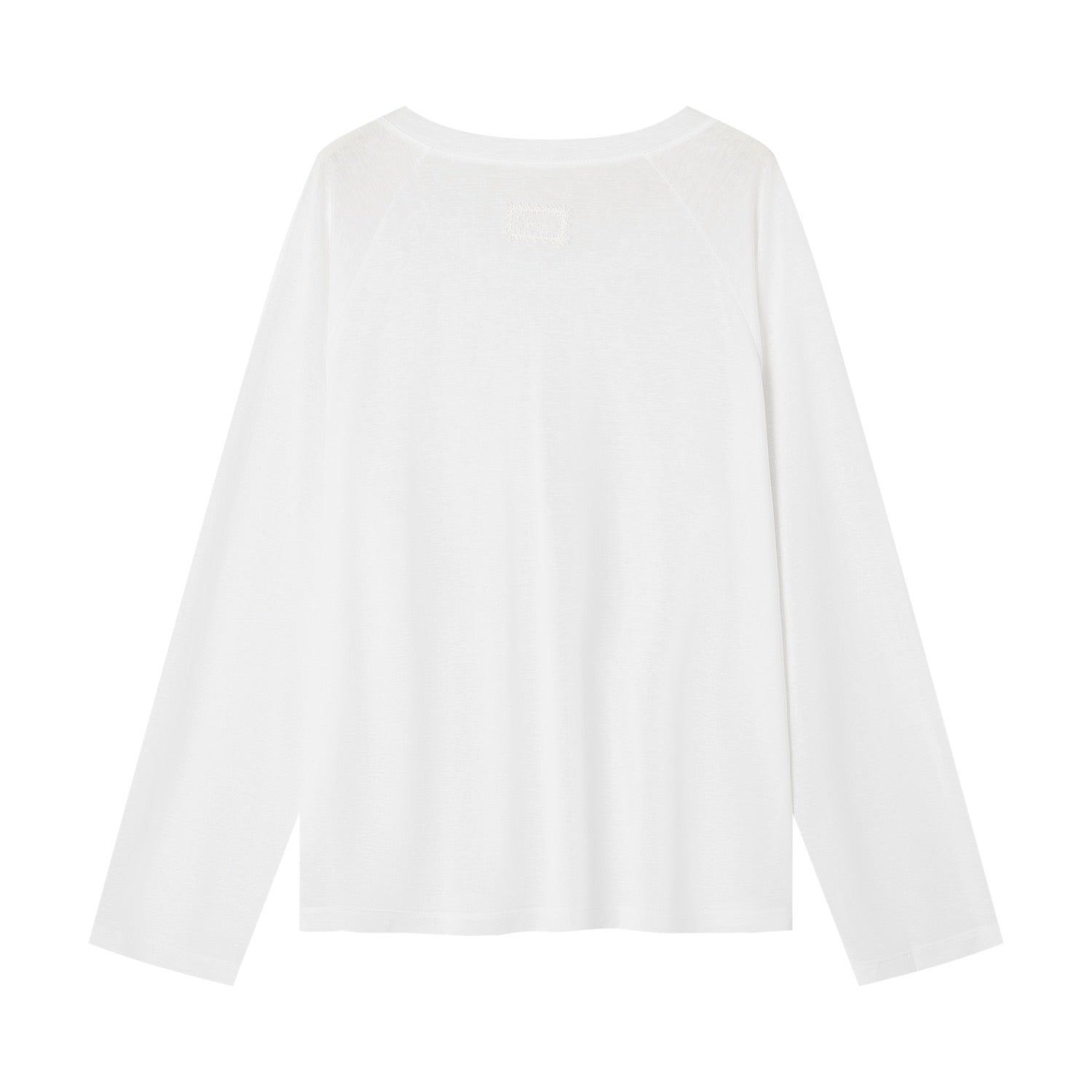 White V-neck Long-Sleeved T-Shirt