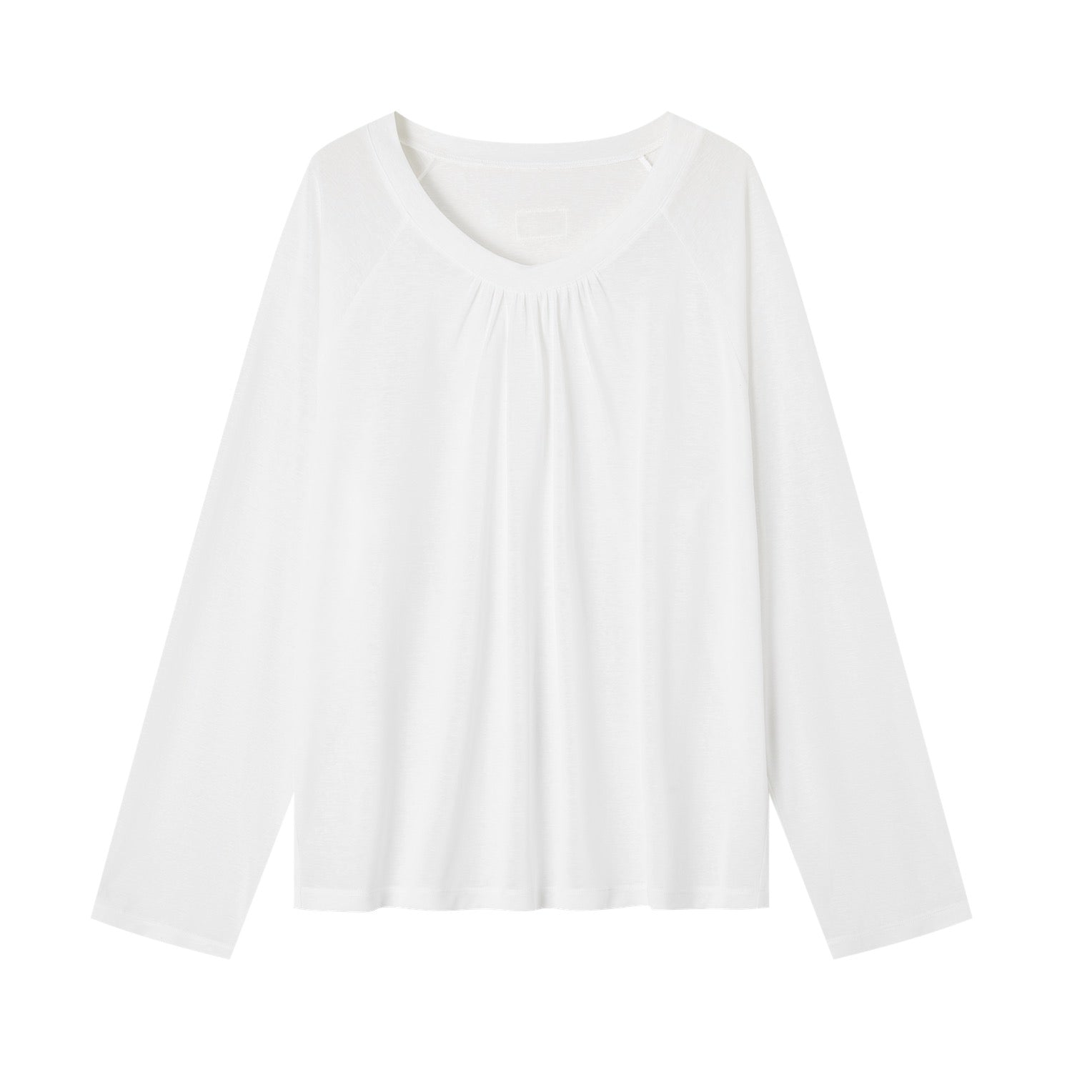 White V-neck Long-Sleeved T-Shirt