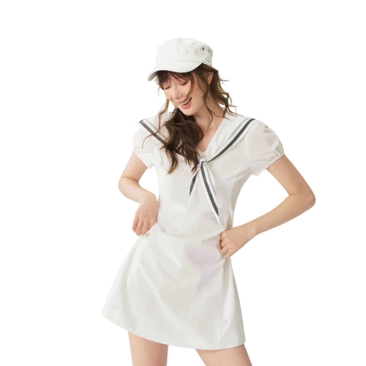 White Short-Sleeved Dress