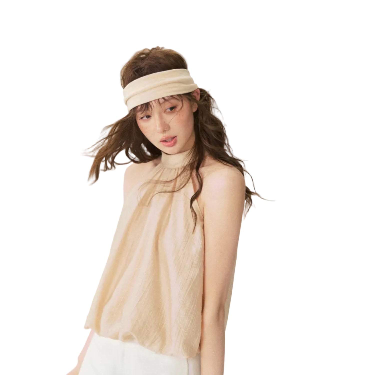Pink Halter Neck Top with Tie