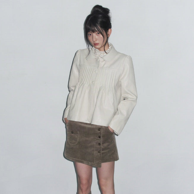 Corduroy Retro Skorts in Oatmeal Grey