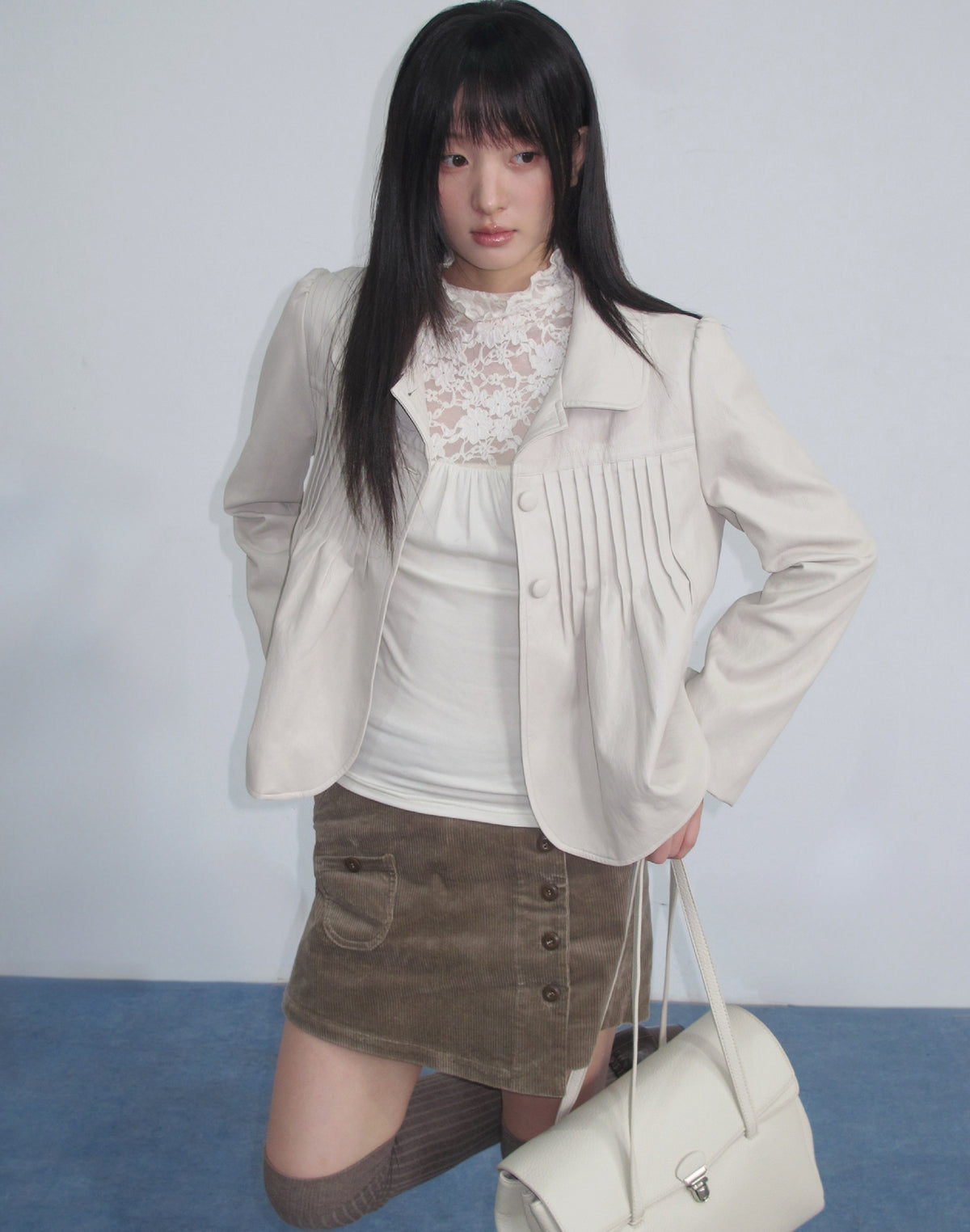 Corduroy Retro Skorts in Oatmeal Grey