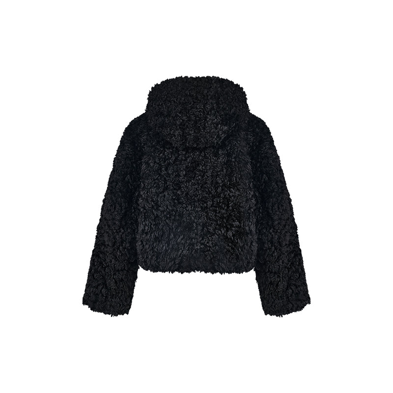 Black Reindeer Man Faux Fur Coat