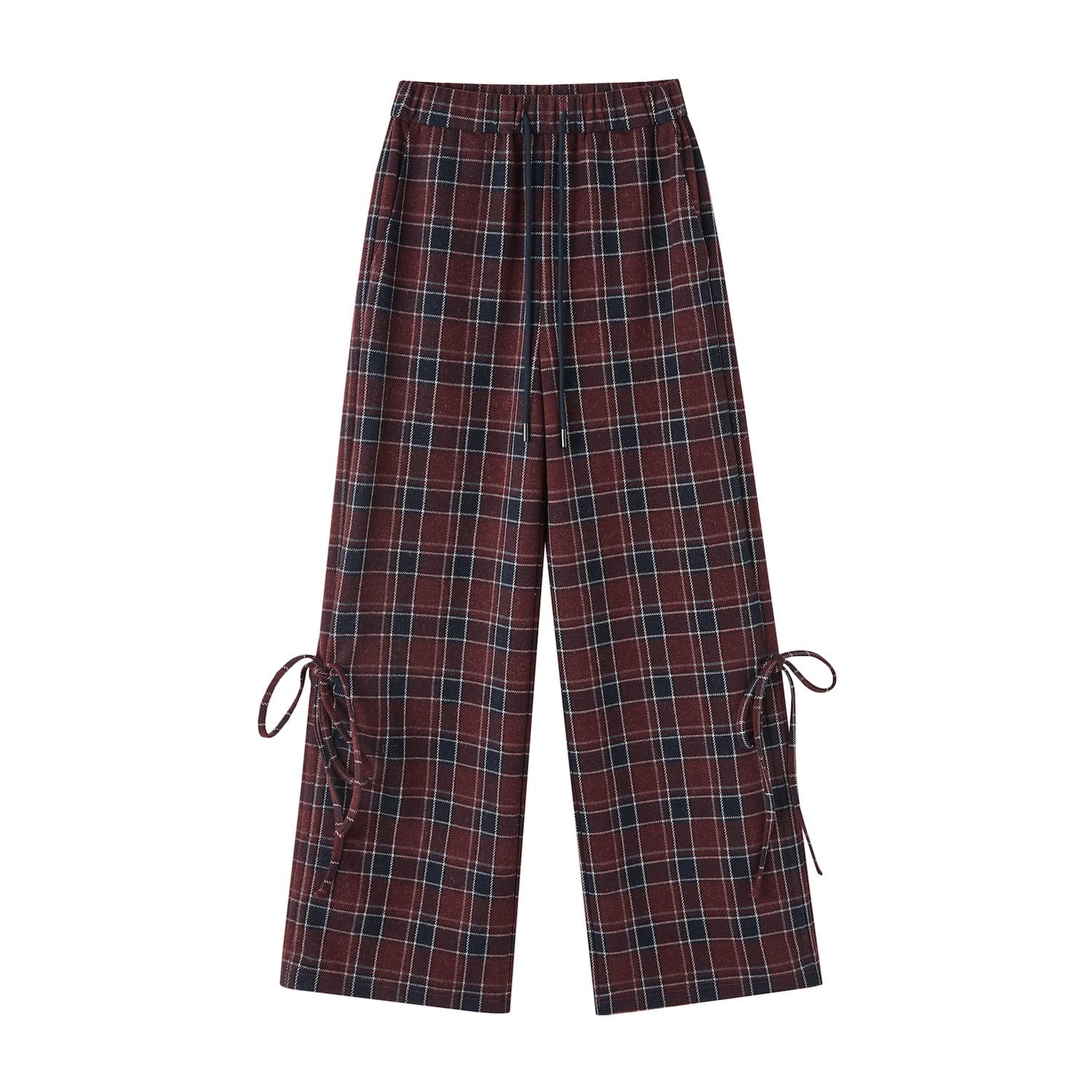 Checkered Drawstring Bow Trousers