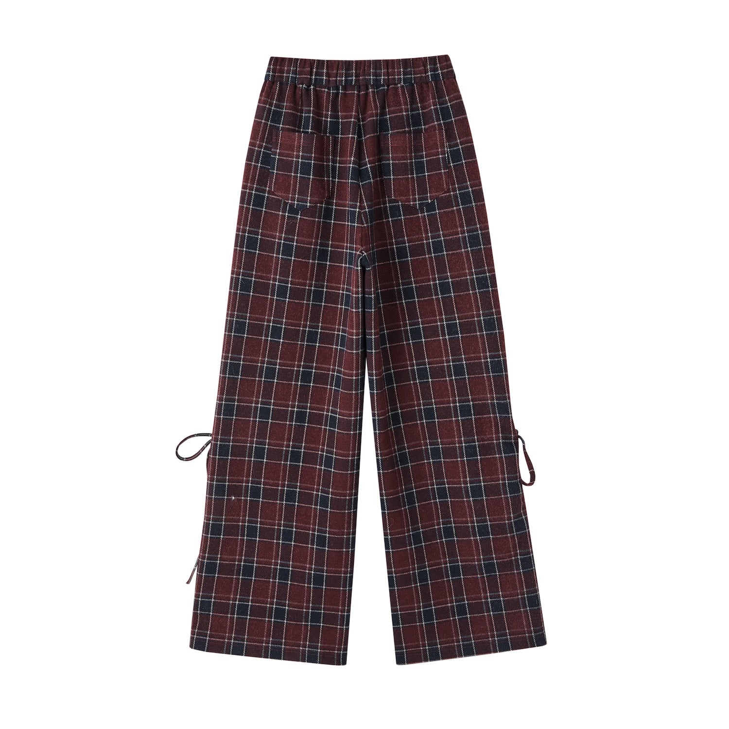 Checkered Drawstring Bow Trousers