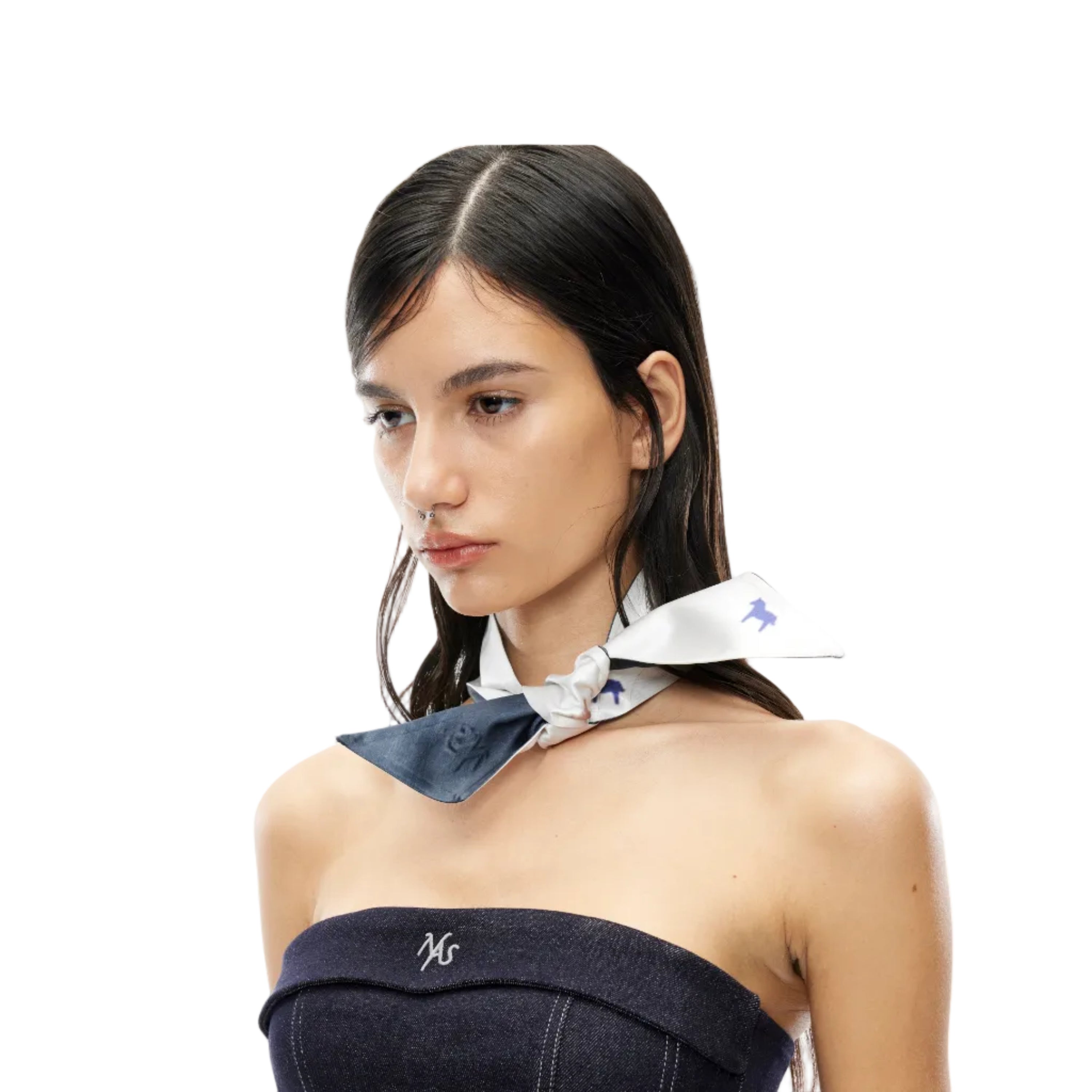 Pony All-over Print Silk Scarf in Black & White