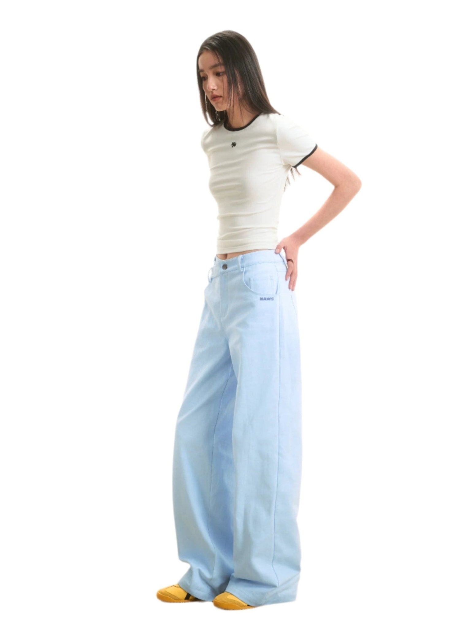 NAWS 3 Carat Casual Straight Pants in Blue | MADAX