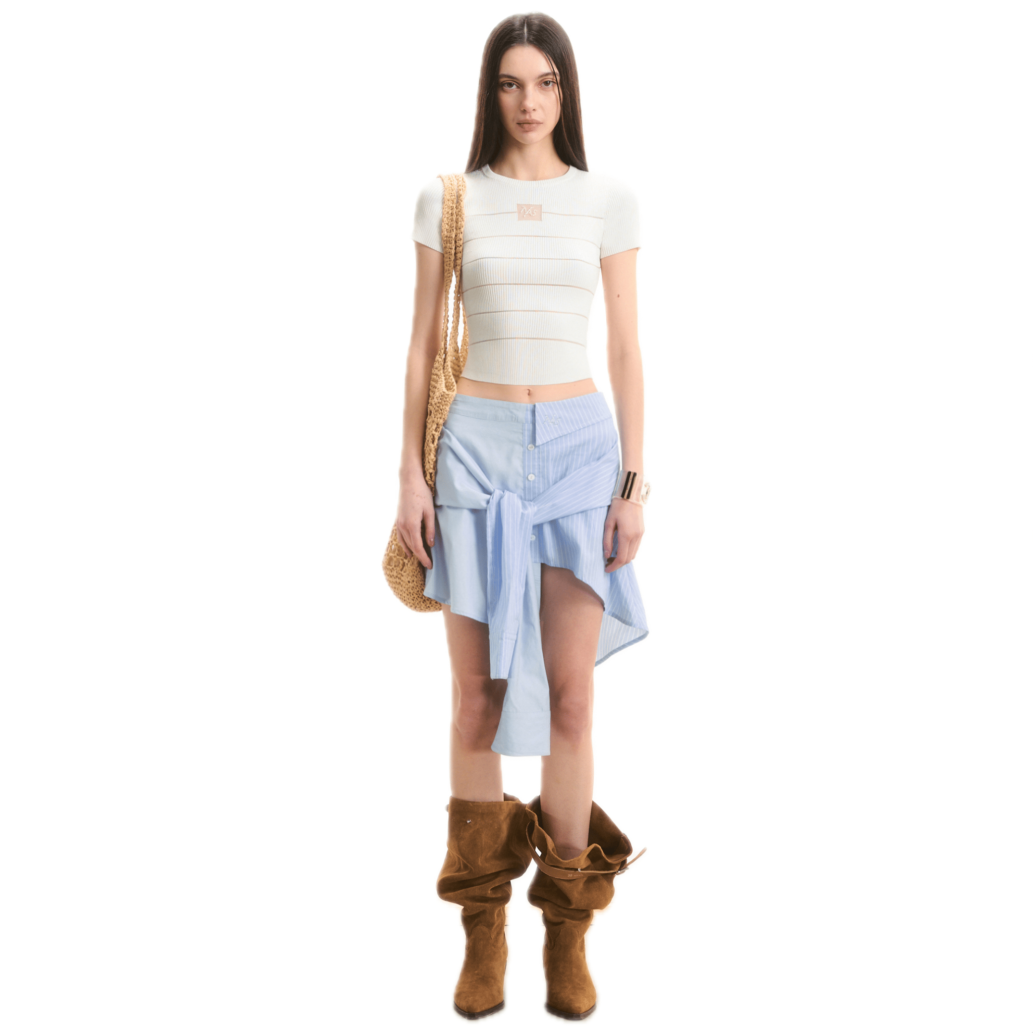 NAWS 3 Carat Ice Knitted Tee in White | MADAX