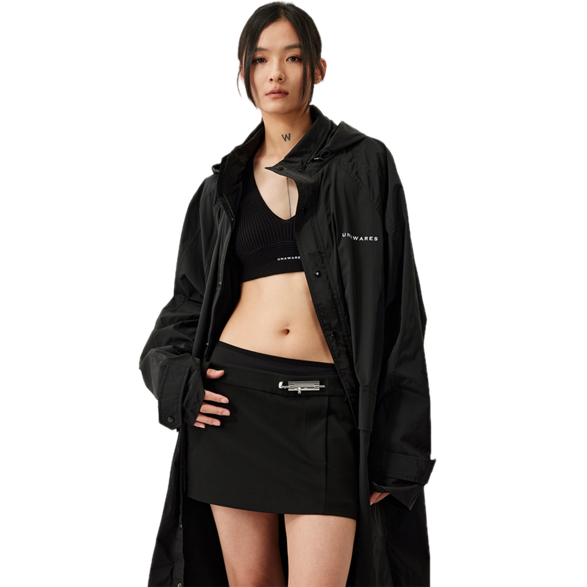 Black Storage Hat Long Trench Coat