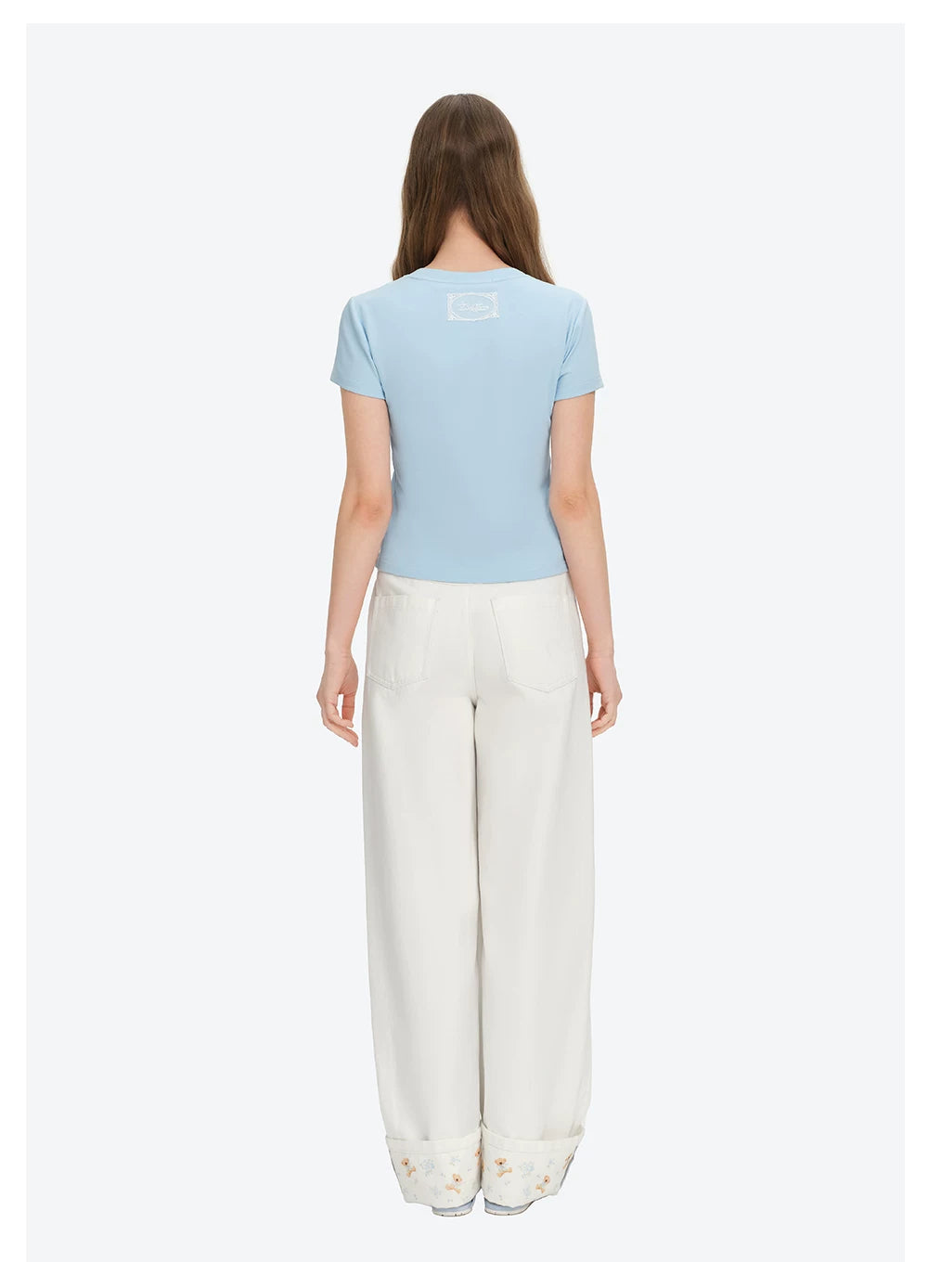 Blue T-shirt with Overlapping Collar Loops