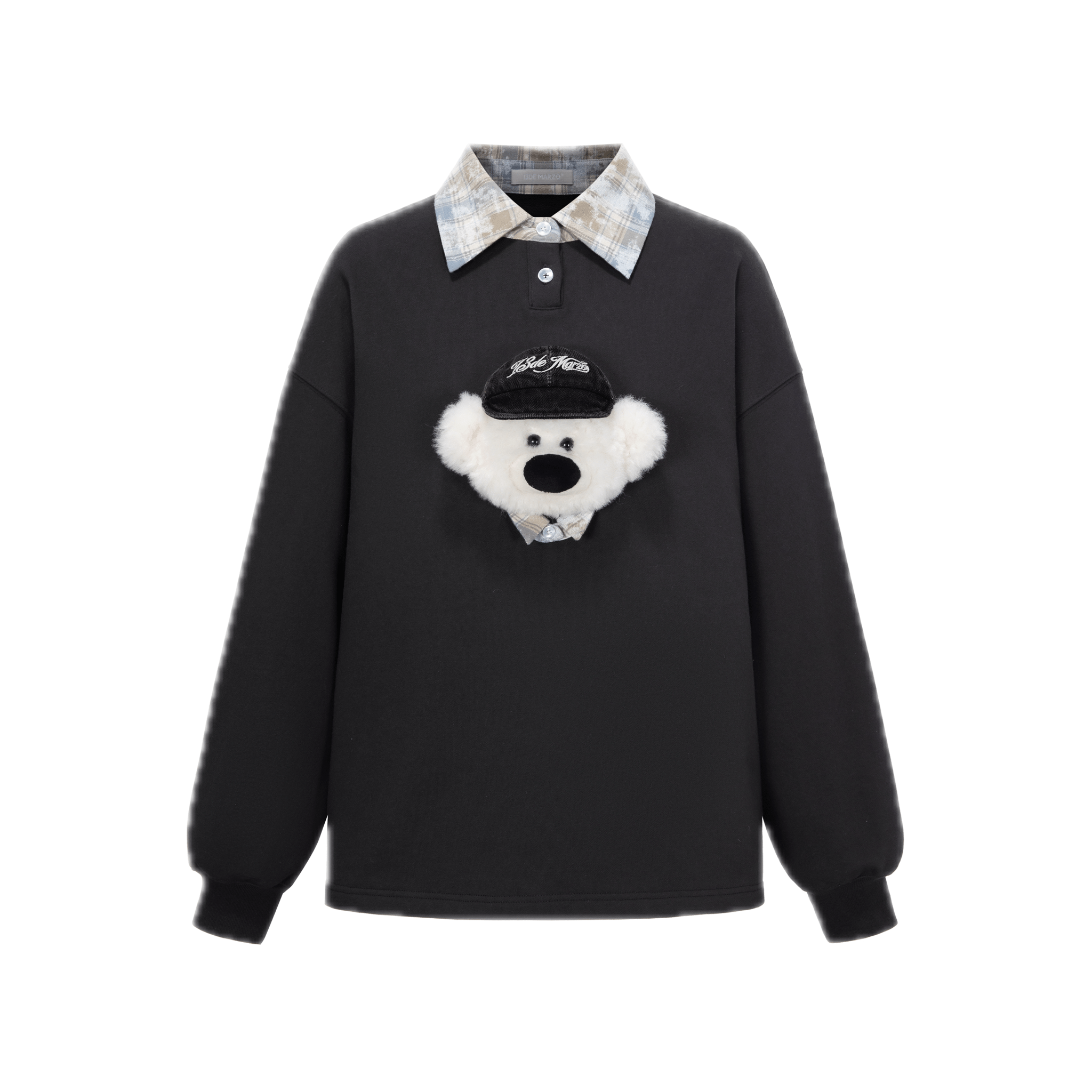 13DE MARZO 3D Bear Hooded Pullover Sweatshirt in Black | MADAX