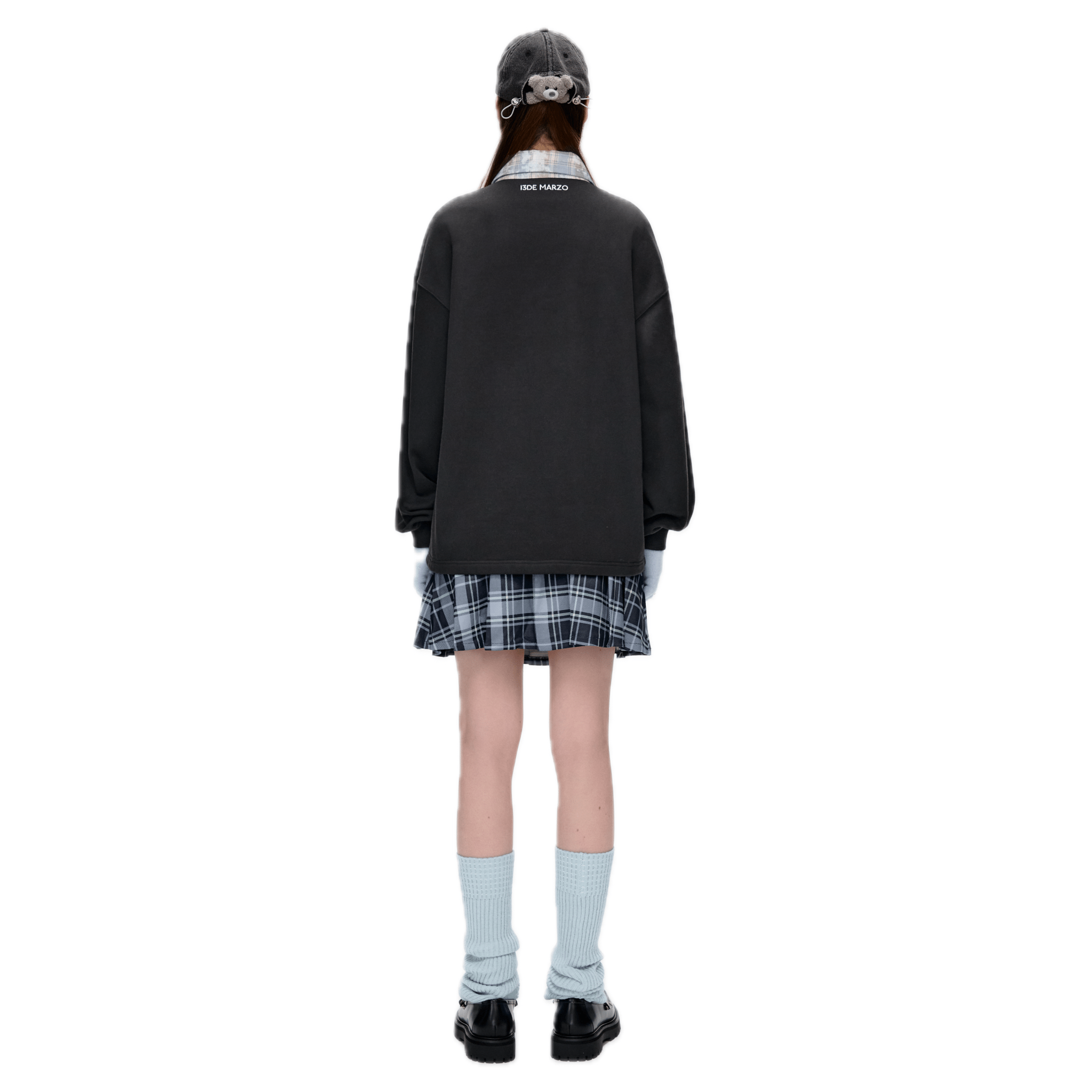 13DE MARZO 3D Bear Hooded Pullover Sweatshirt in Black | MADAX