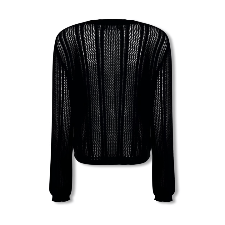 NOT FOR US 3D Flower Lace - Up Knit Cardigan in Black | MADAX