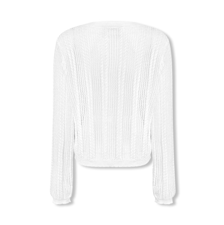 NOT FOR US 3D Flower Lace - Up Knit Cardigan in White | MADAX