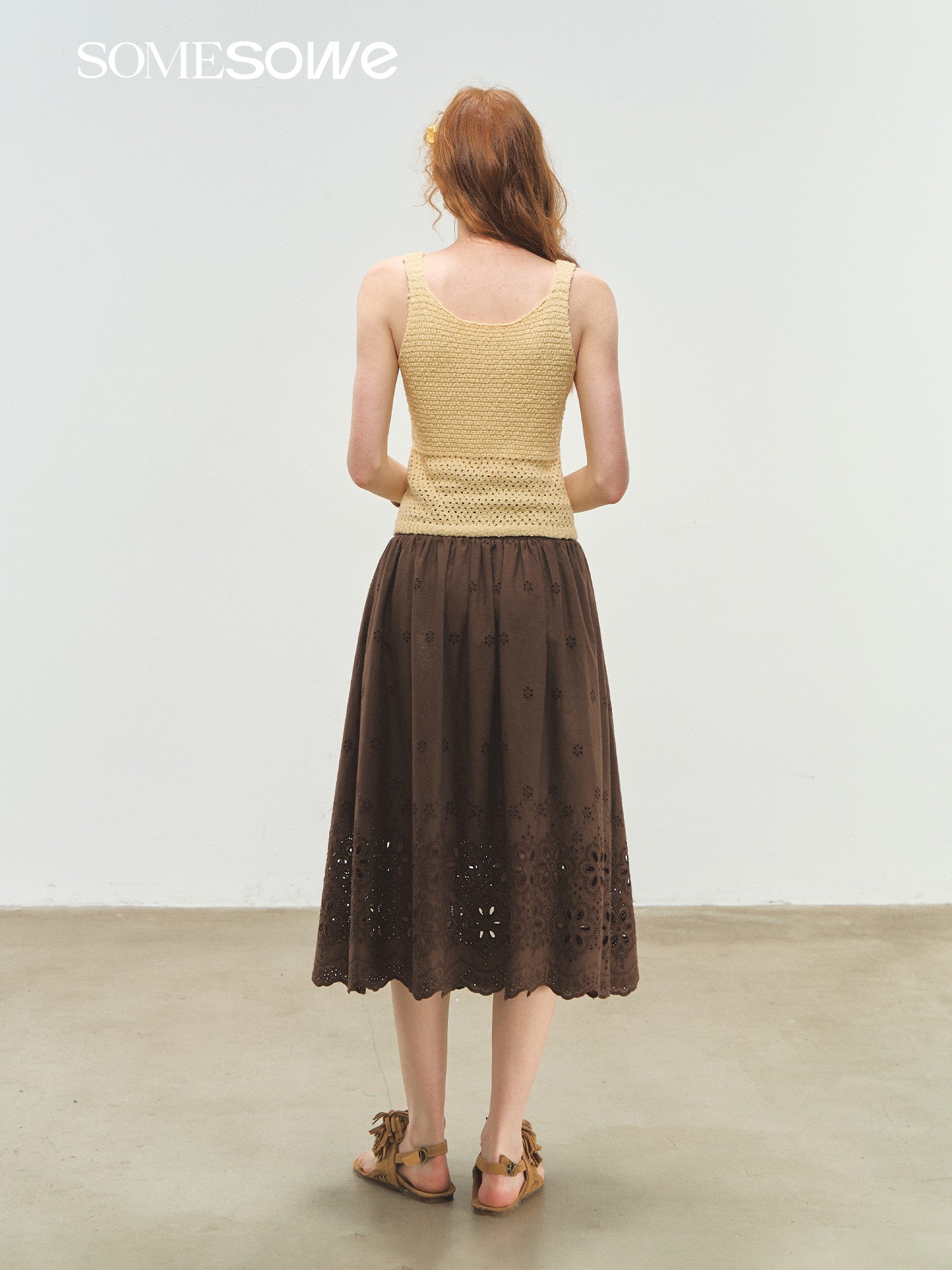 SOMESOWE 3D Handmade Flower Crochet Vest In Yellow | MADAX