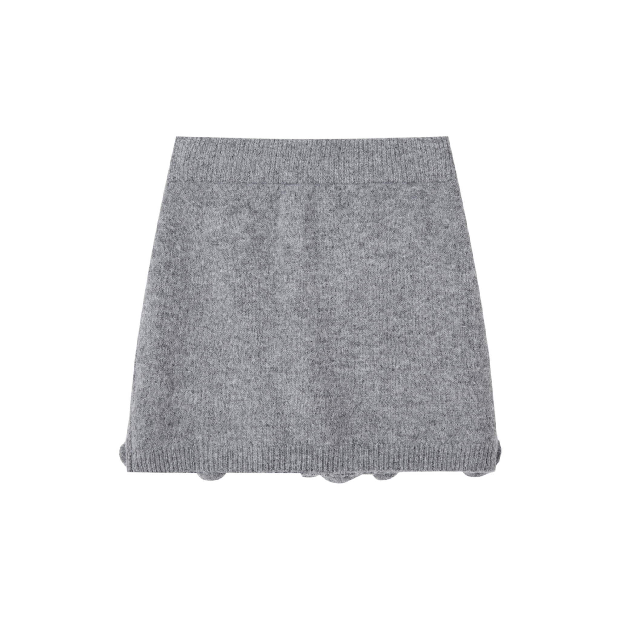SOMESOWE 3D Rose A - line Knit Midi Skirt in Gray | MADAX