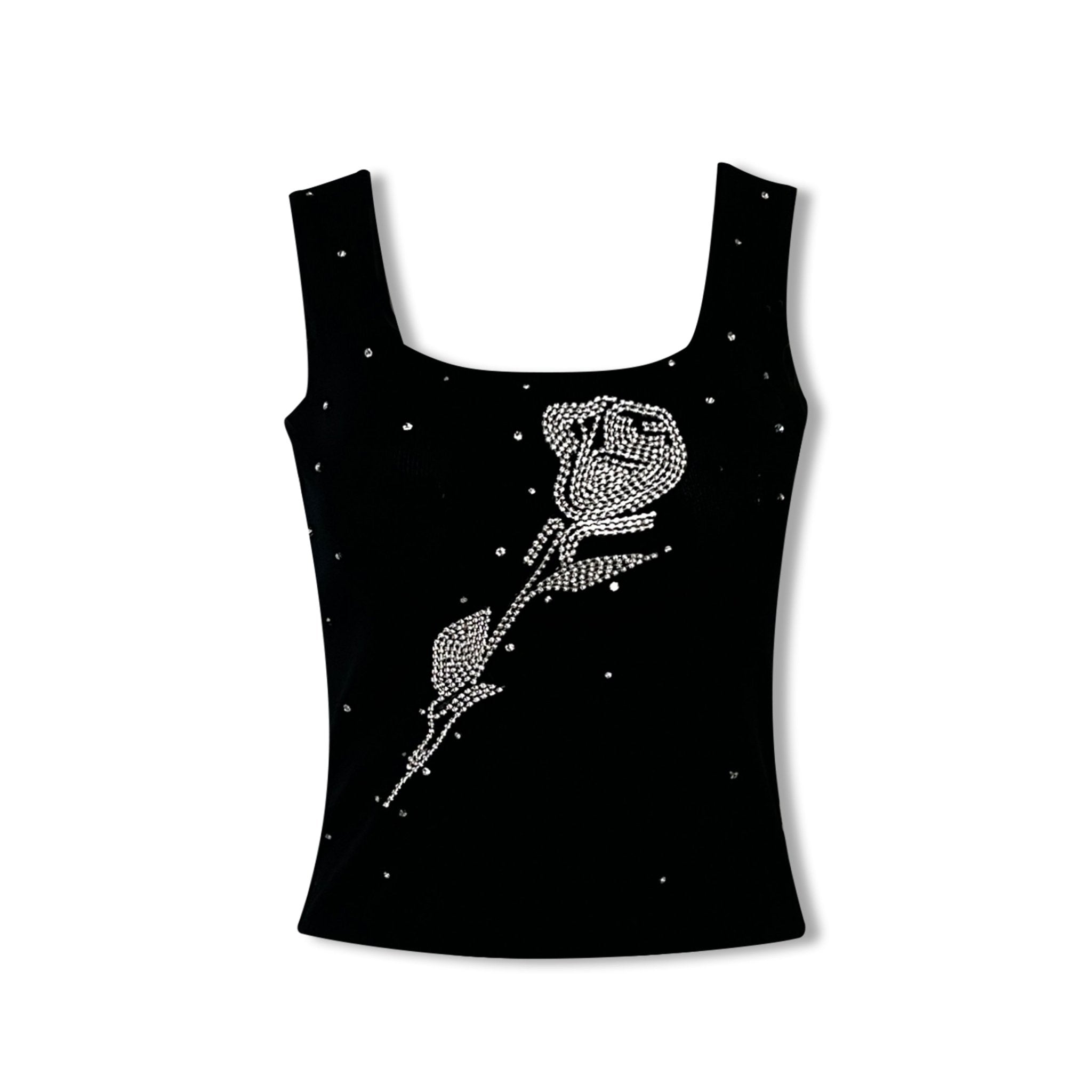 AIMME SPARROW 3D Rose Diamond Vest In Black | MADAX