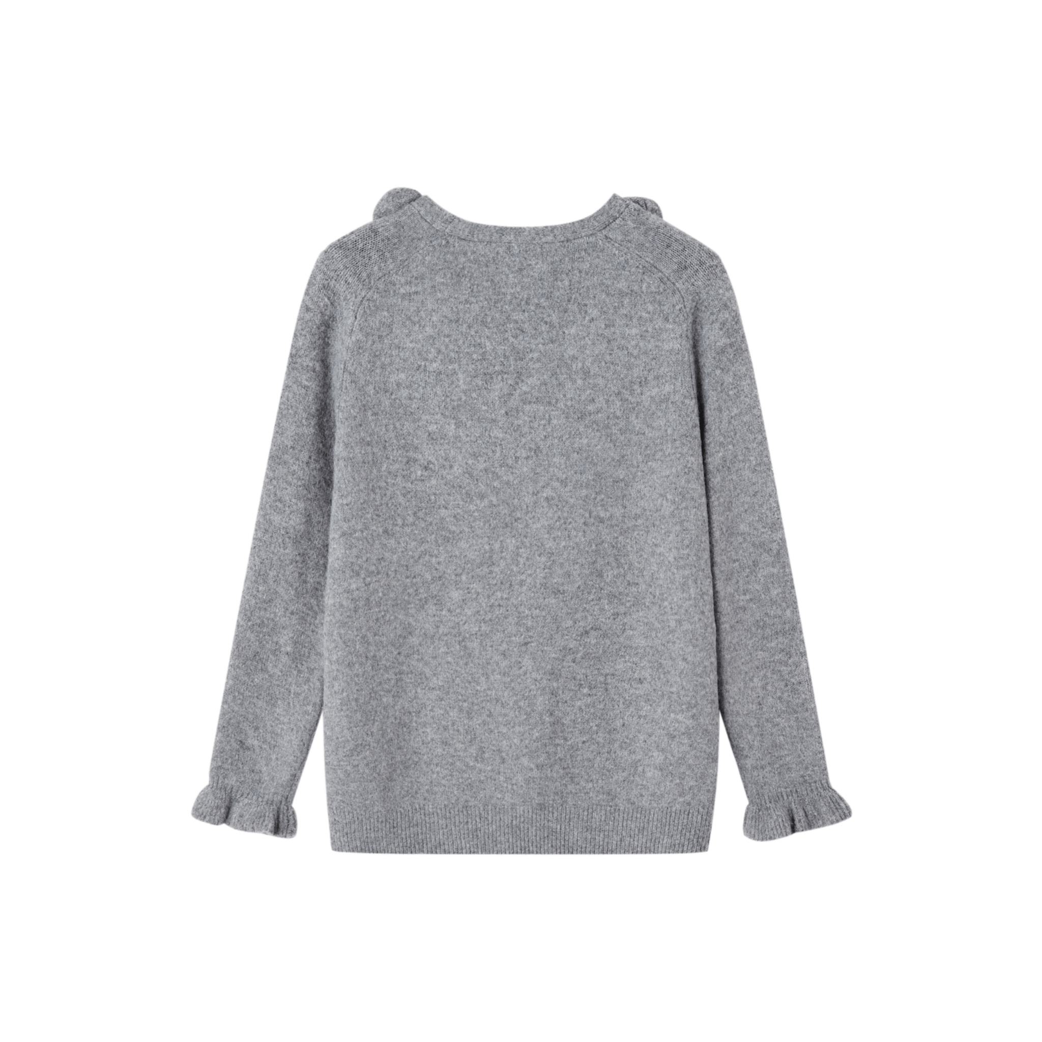 SOMESOWE 3D Rose V - neck Long - sleeved Sweater in Gray | MADAX