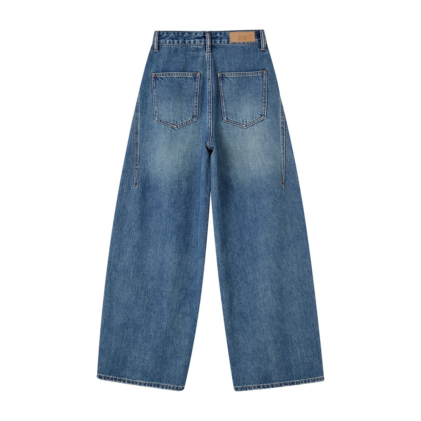 SOMESOWE 3D Split Wide - leg Crescent Jeans In Blue | MADAX