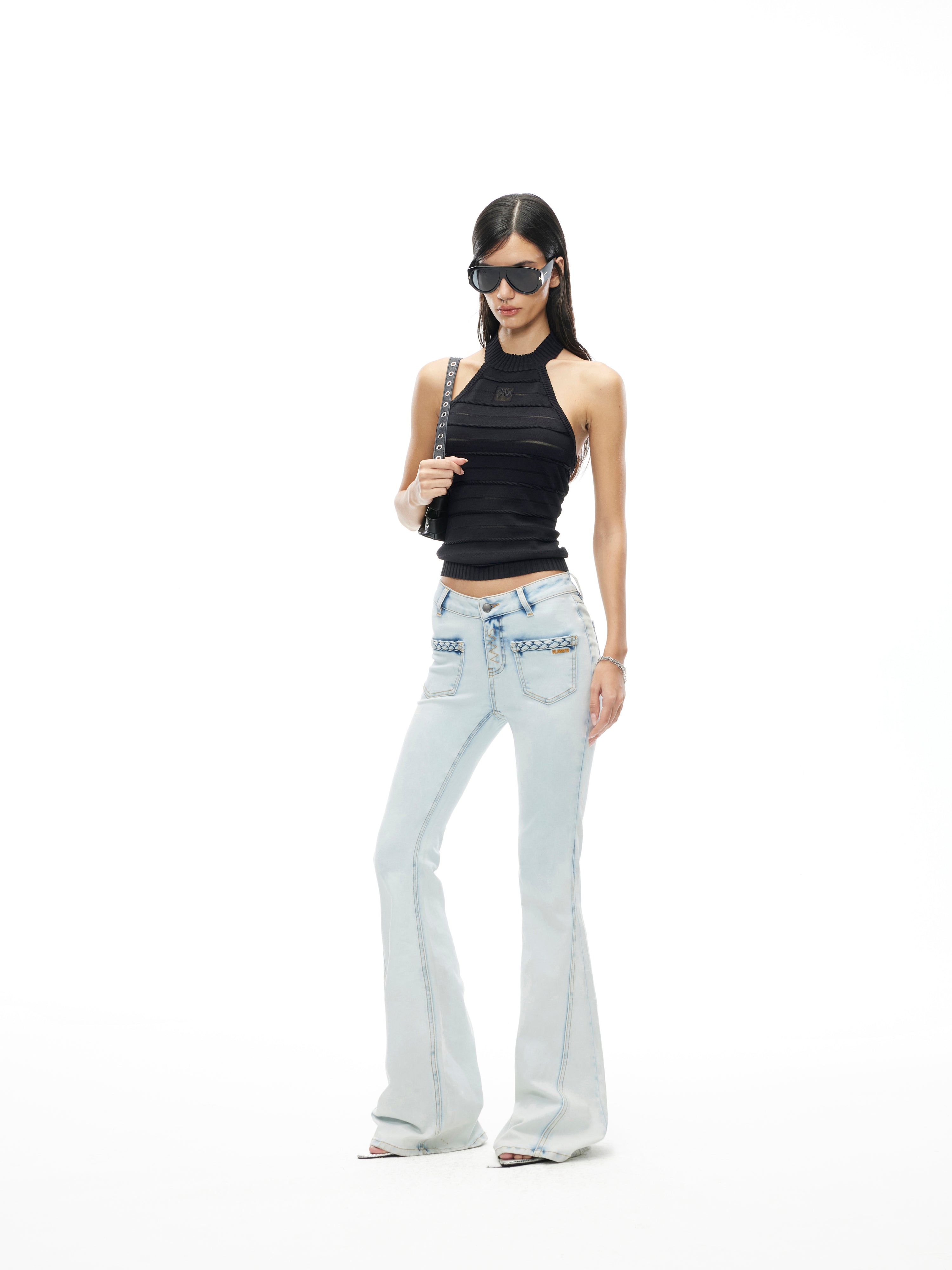 Stamp & Goblet Halter Top in Black